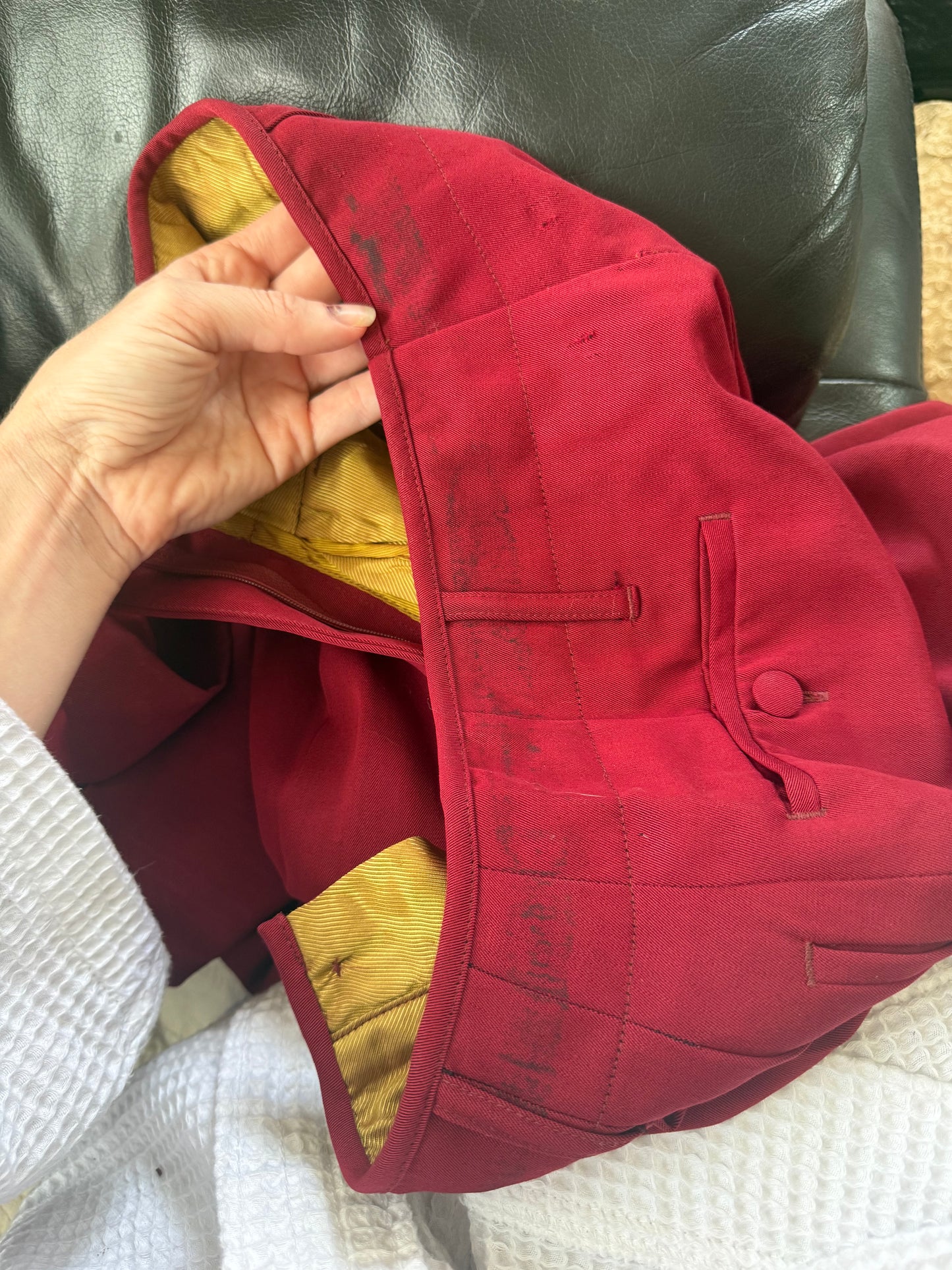 1990s Jean Paul Gaultier Deep Red Wide Leg Trousers 24”