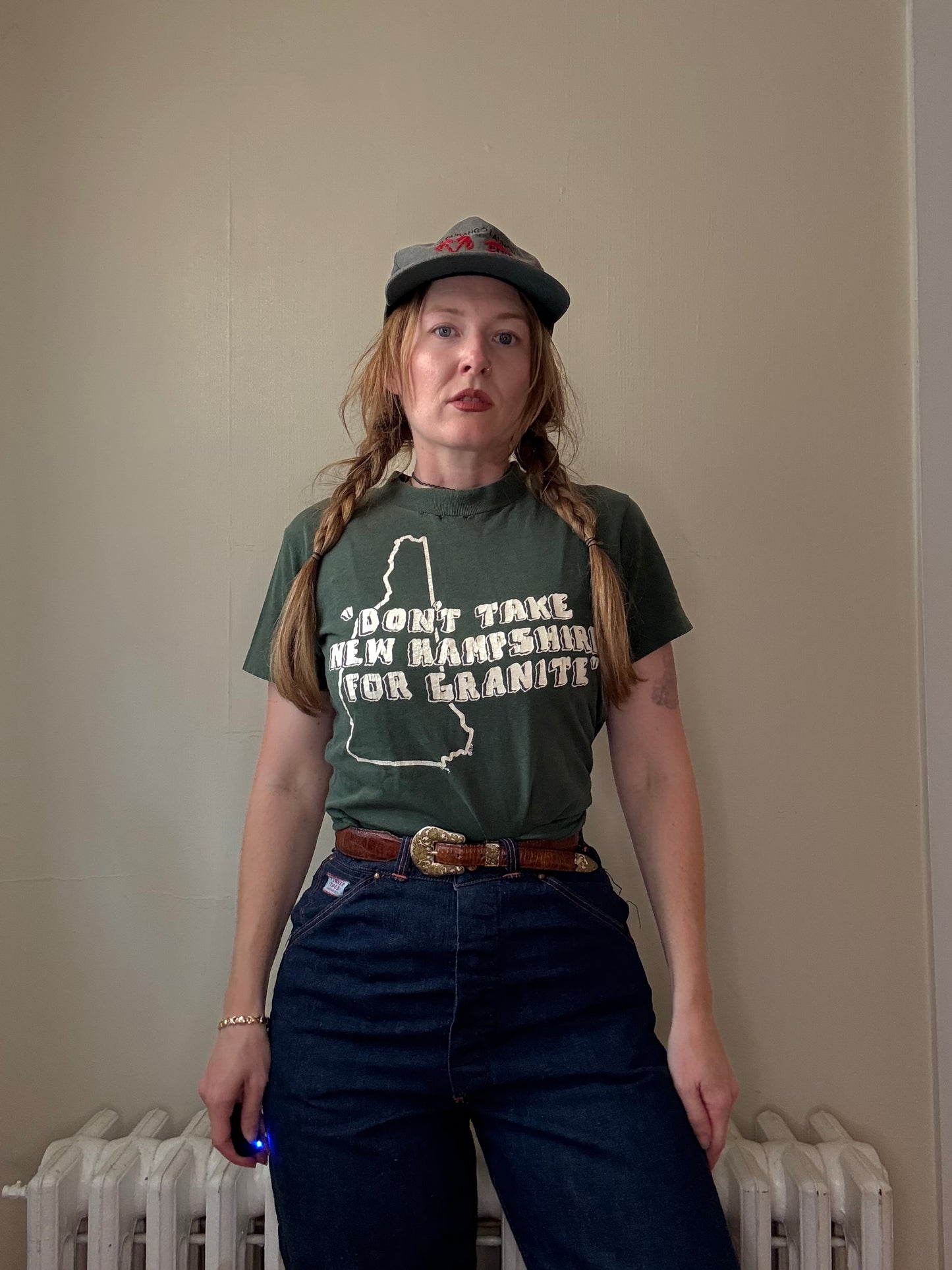 1980s New Hampshire Granite Dark Green Tee S