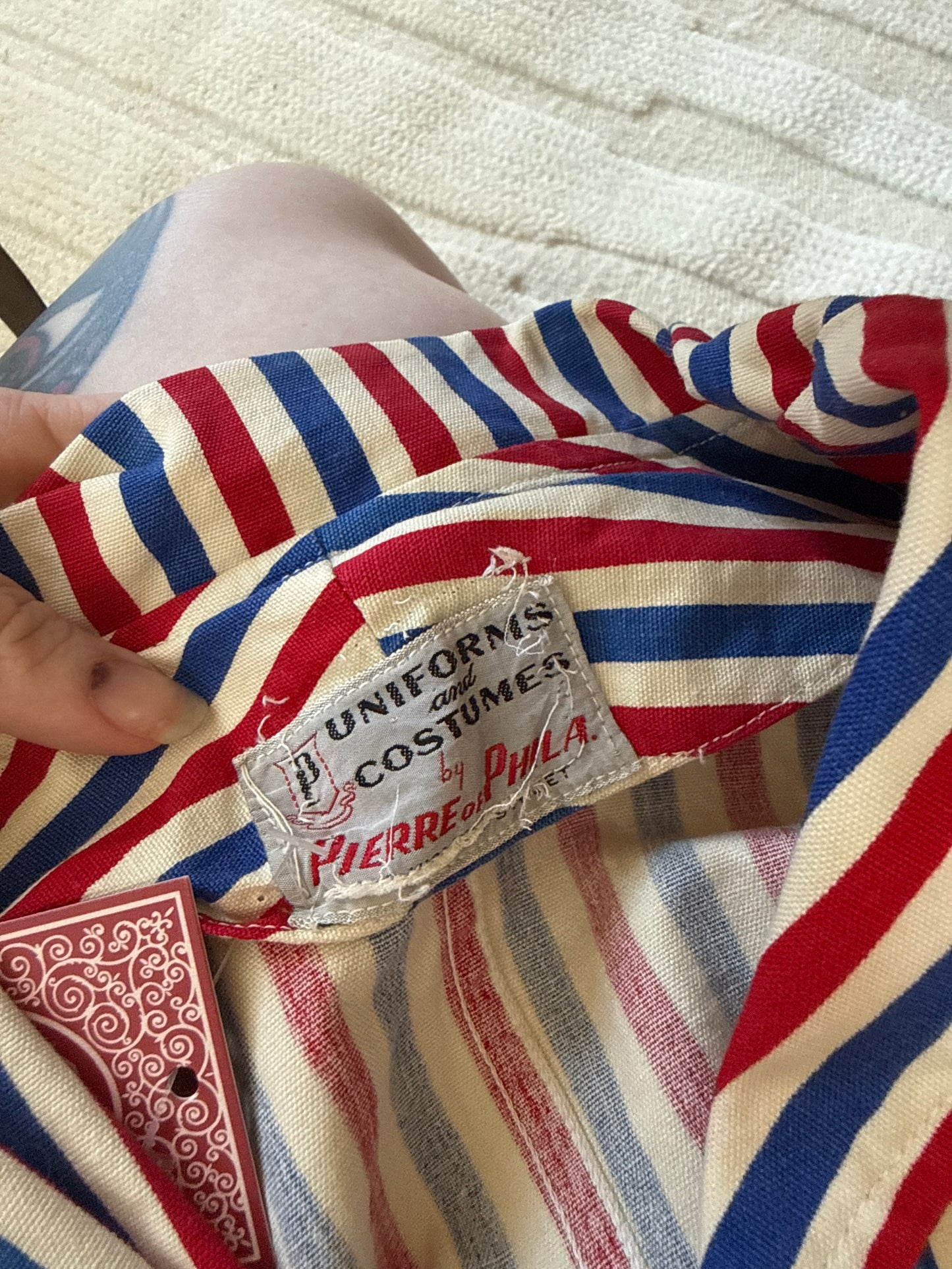 1940s or 1950s Red and Blue Striped Cotton Blazer M