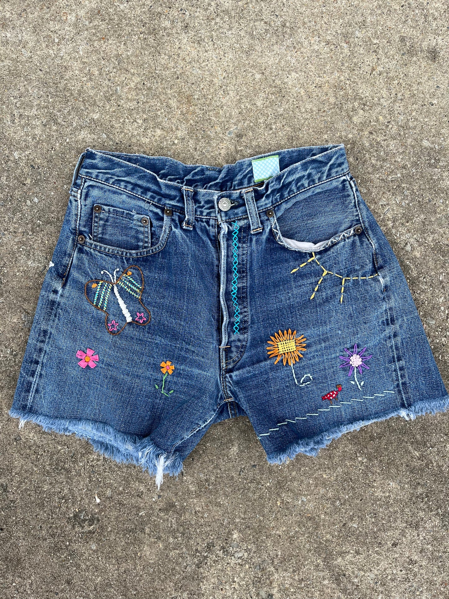 1970s One of Kind Embroidered Levi Shorts