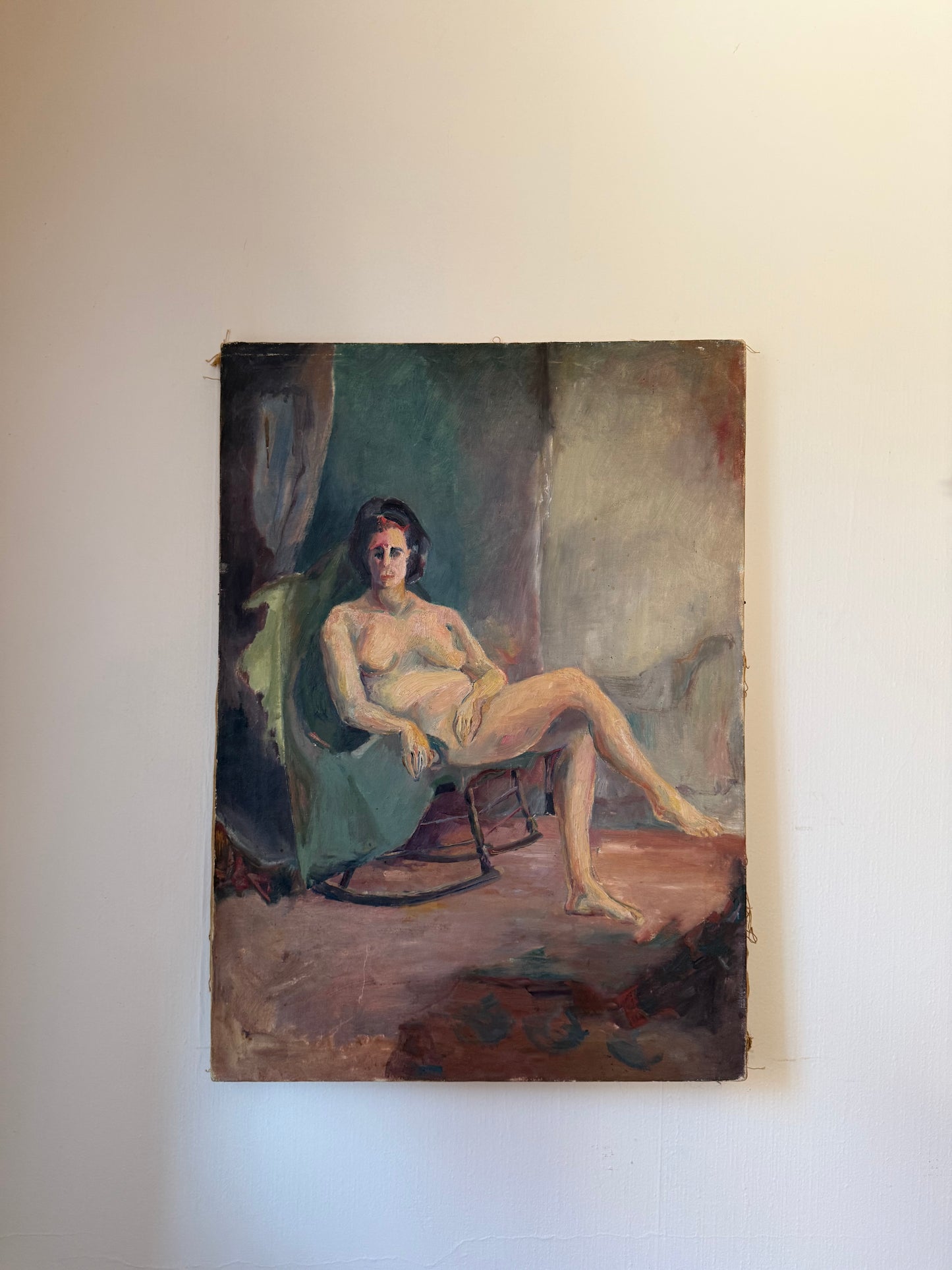 1970s Oil Painting of Nude Woman