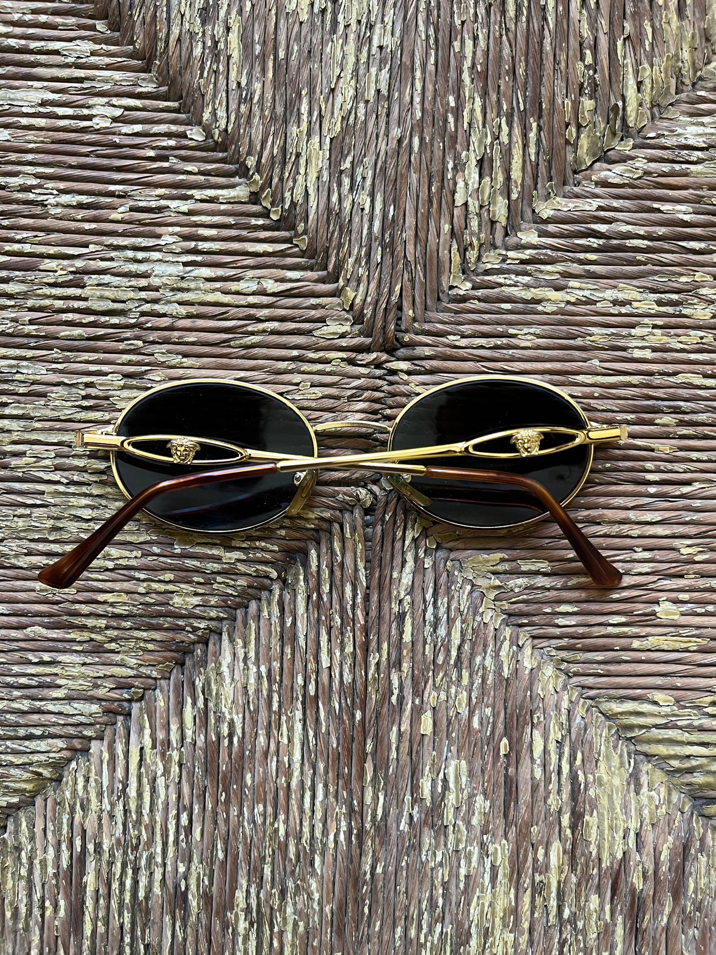 Vintage Versace Oval Sunglasses Gold