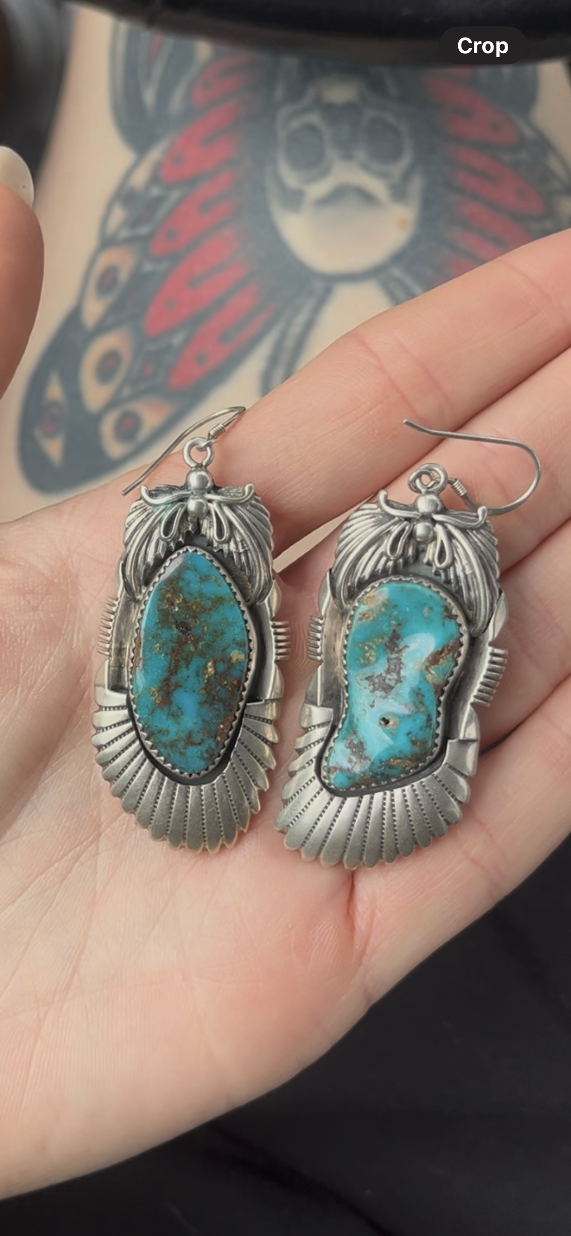 1960s Navajo Turquoise and Sterling Large Earrings