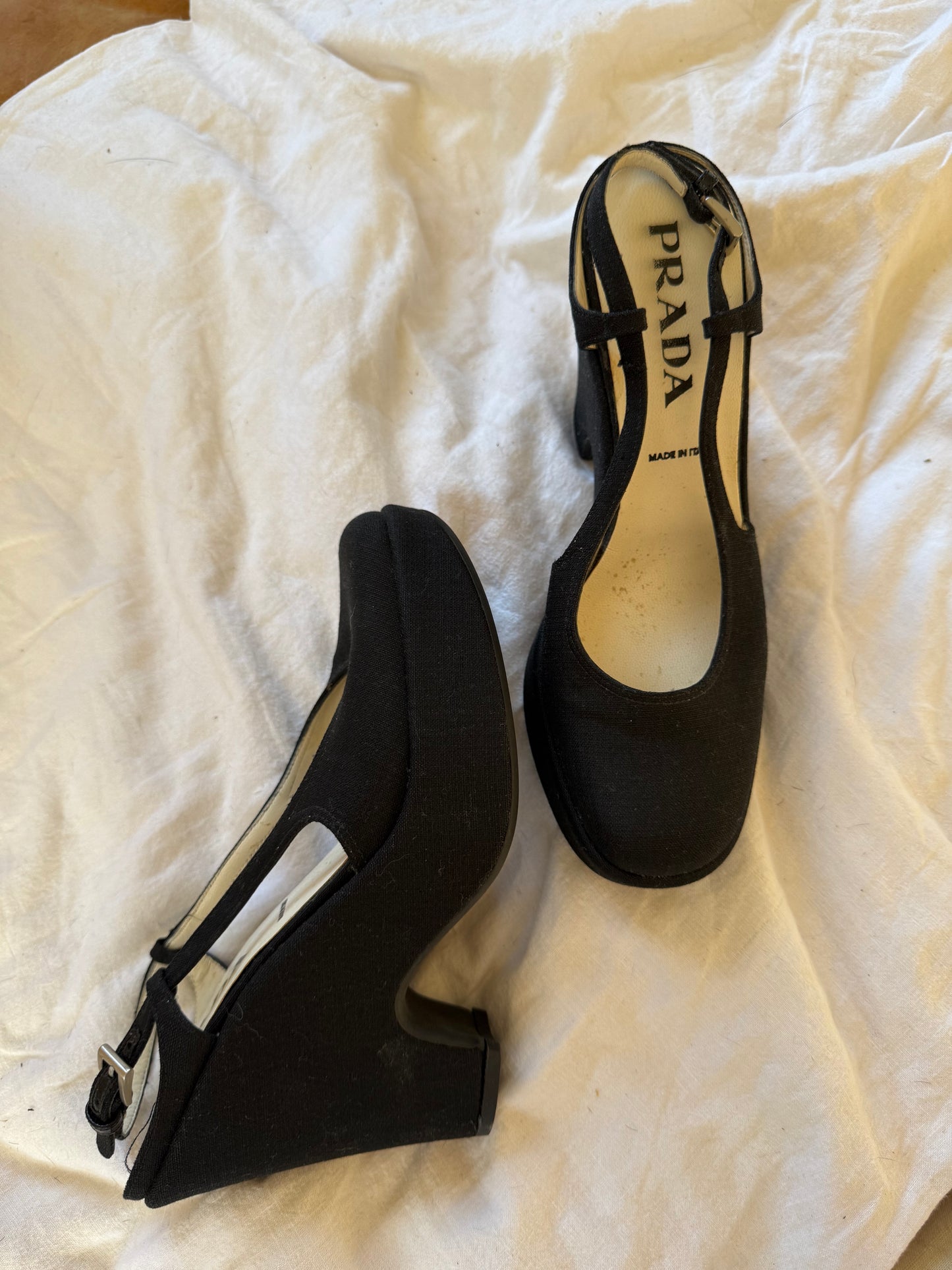 1990s Vintage Prada Black Heels 7.5