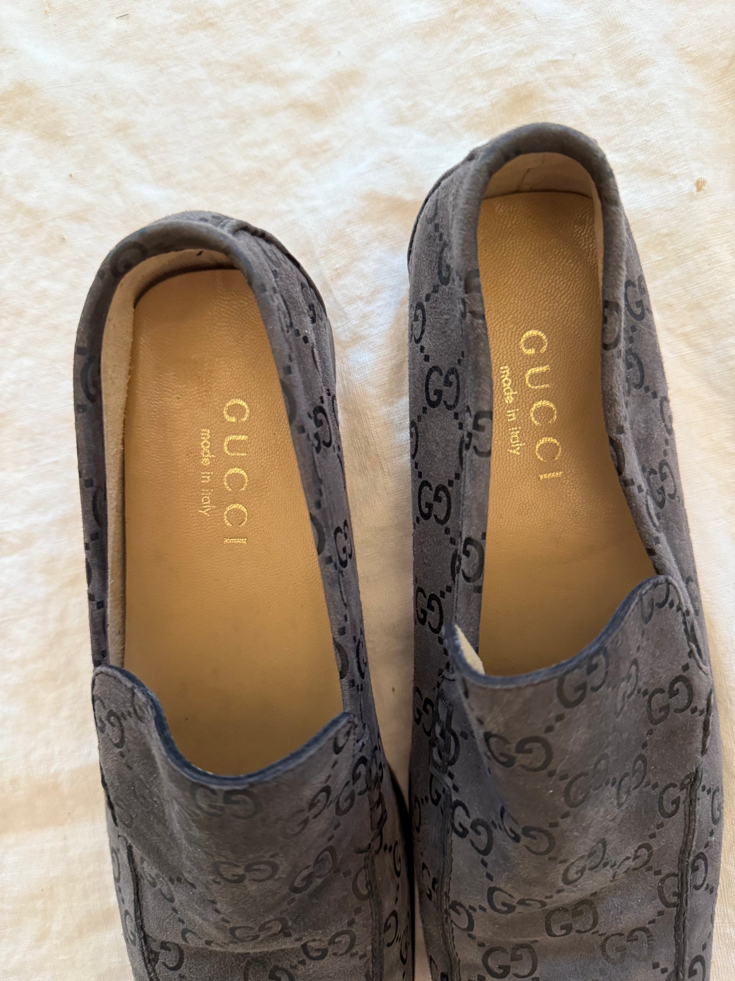 1990s Suede Leather Square Toe Gucci Loafers 7