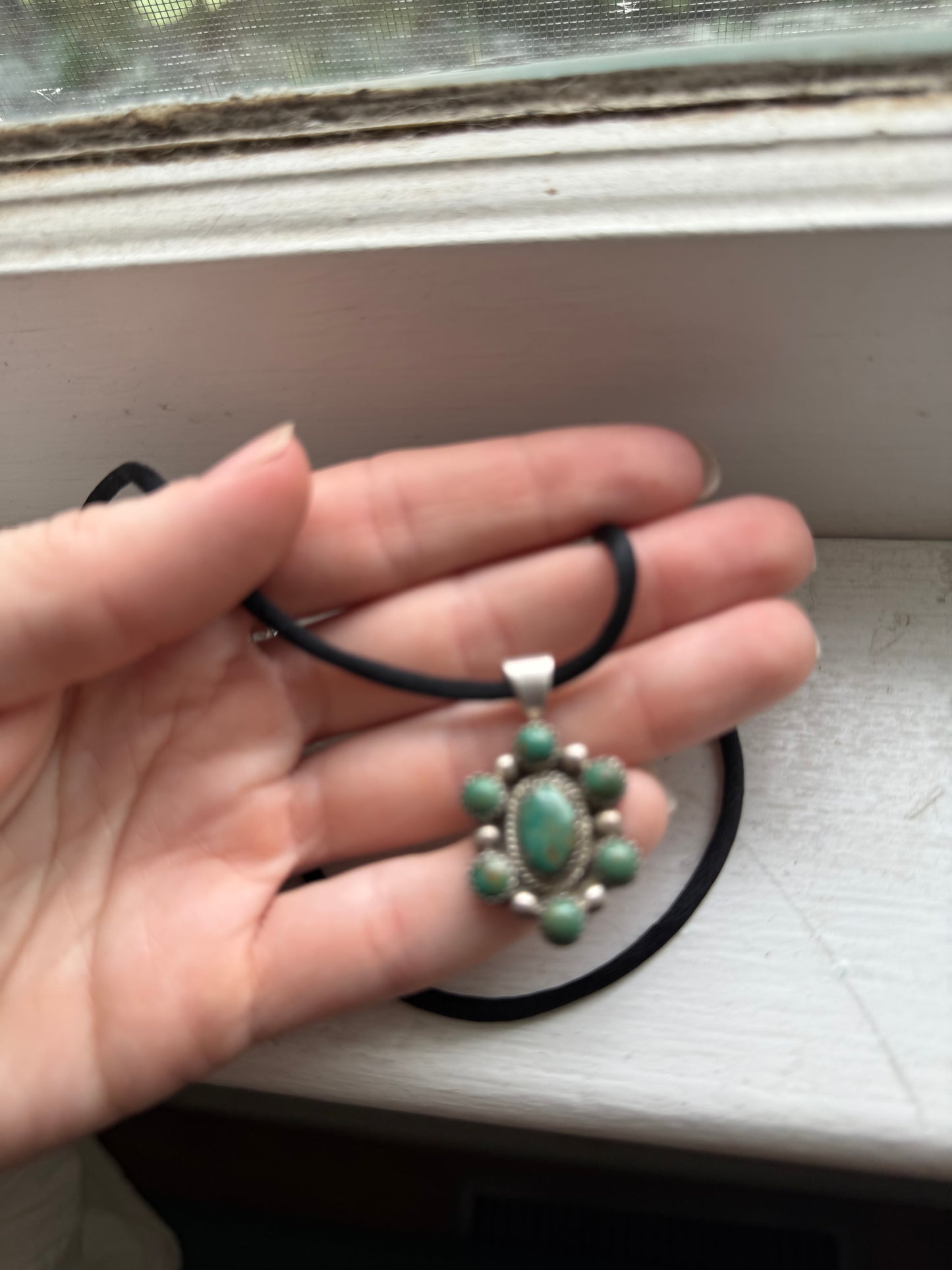 Turquoise Navajo Pendant and Necklace