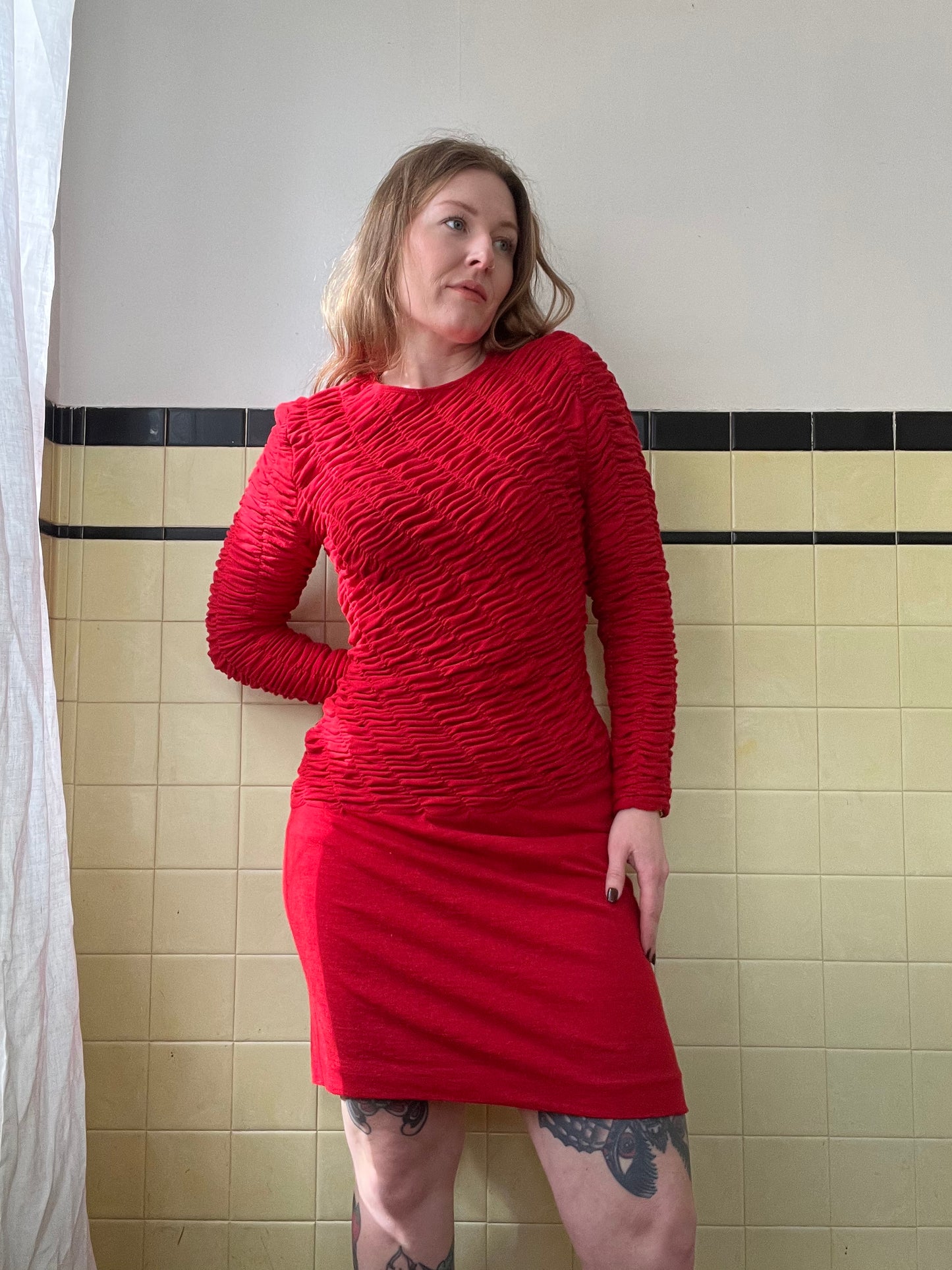 1960's Louis Feraud Designer Red Dress