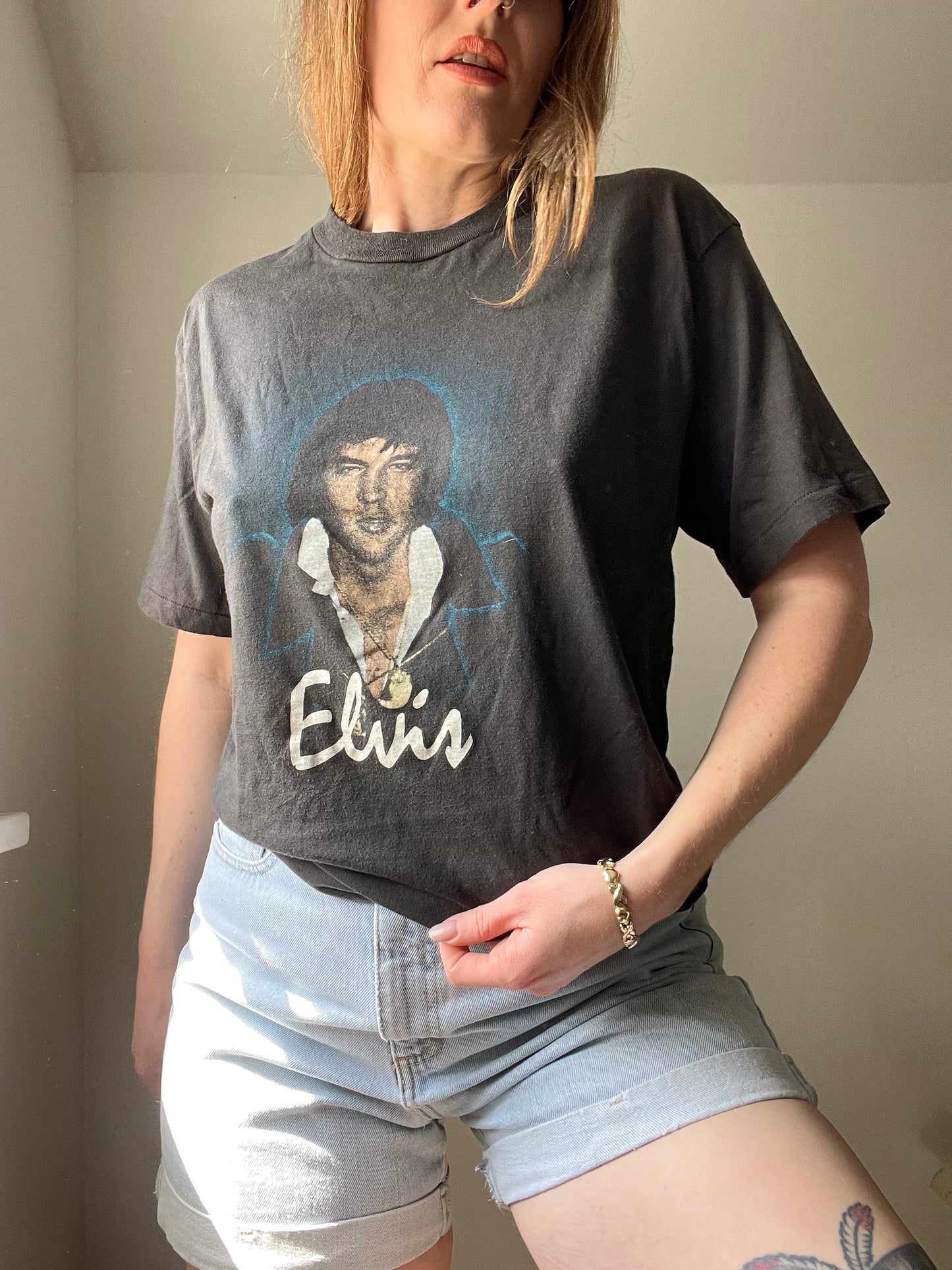 1980s Black Elvis Graphic Tee M/L