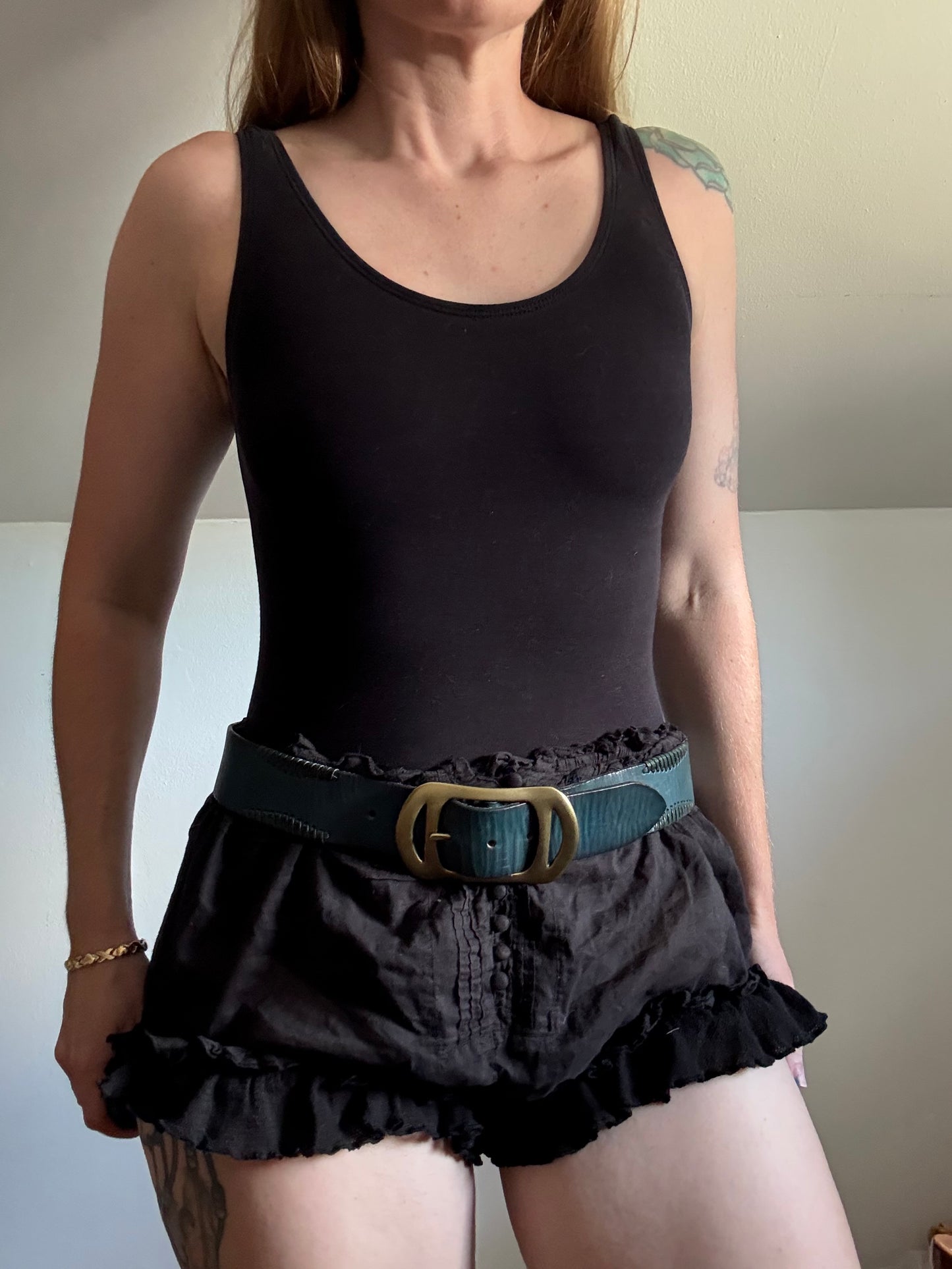 Vintage Turquoise Leather Belt