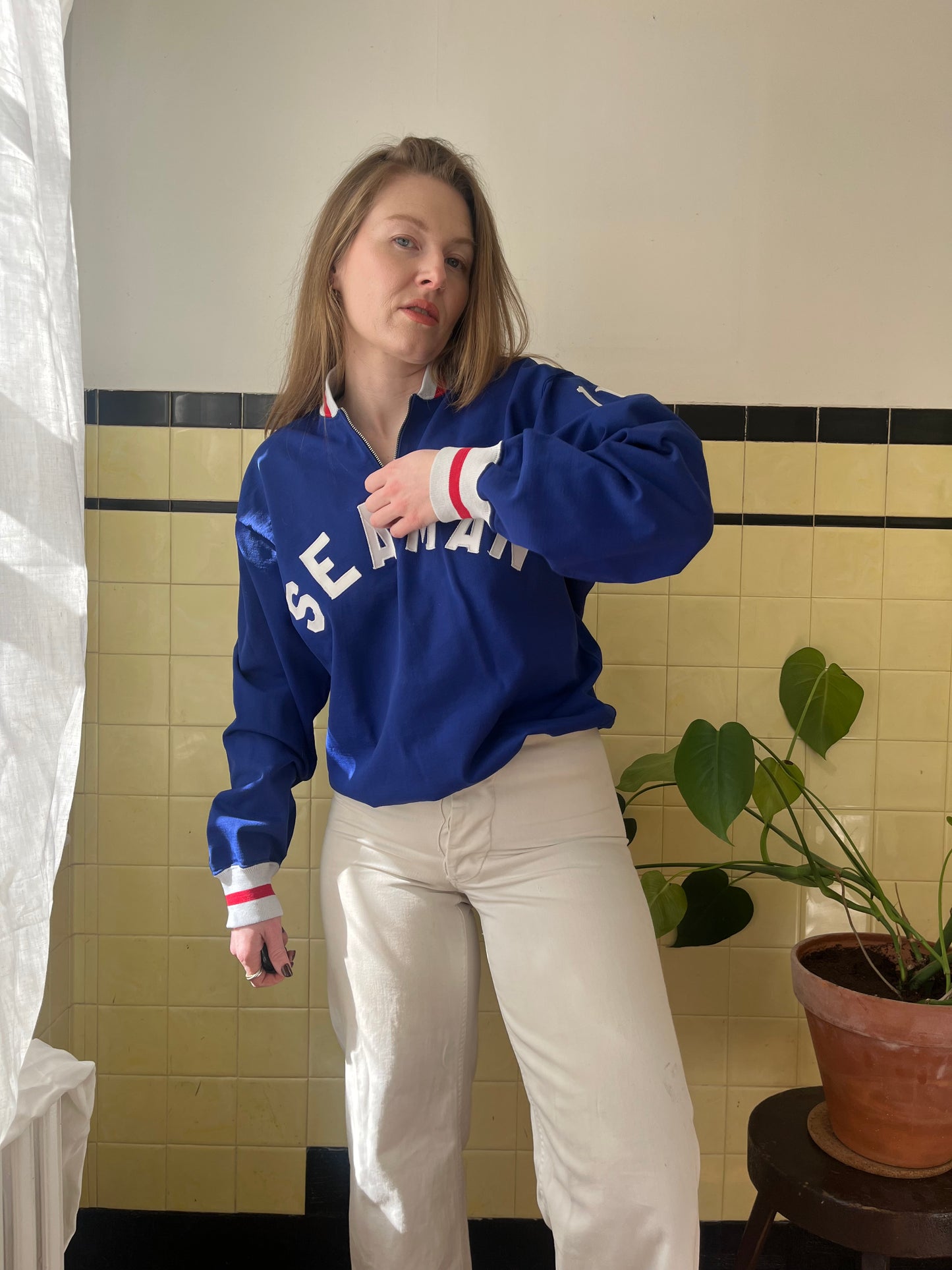 1960's Military Seaman Quarter Zip Jacket L