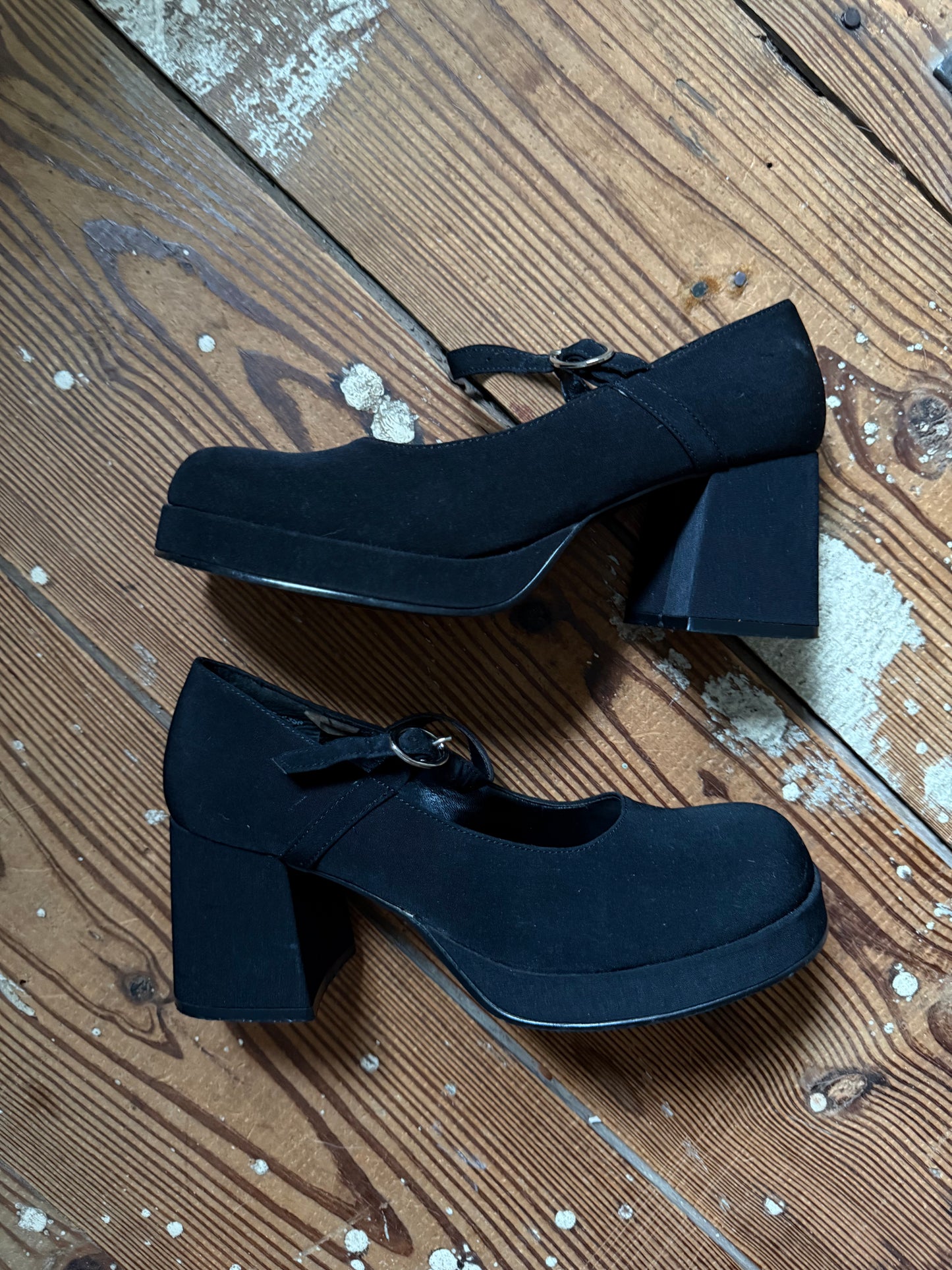 1990s Black Chunky Heels