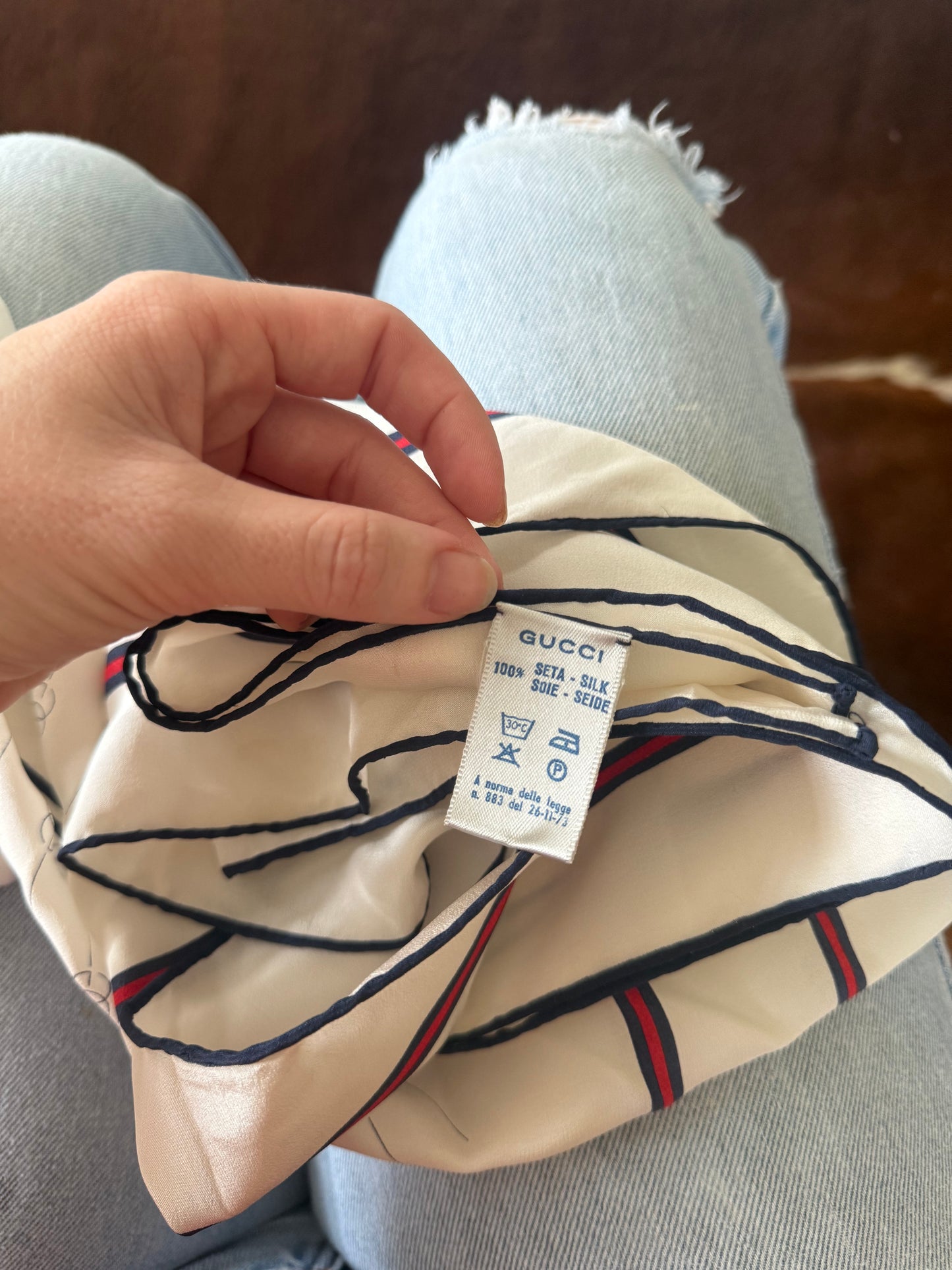 Vintage Gucci Silk Hand Rolled Scarf