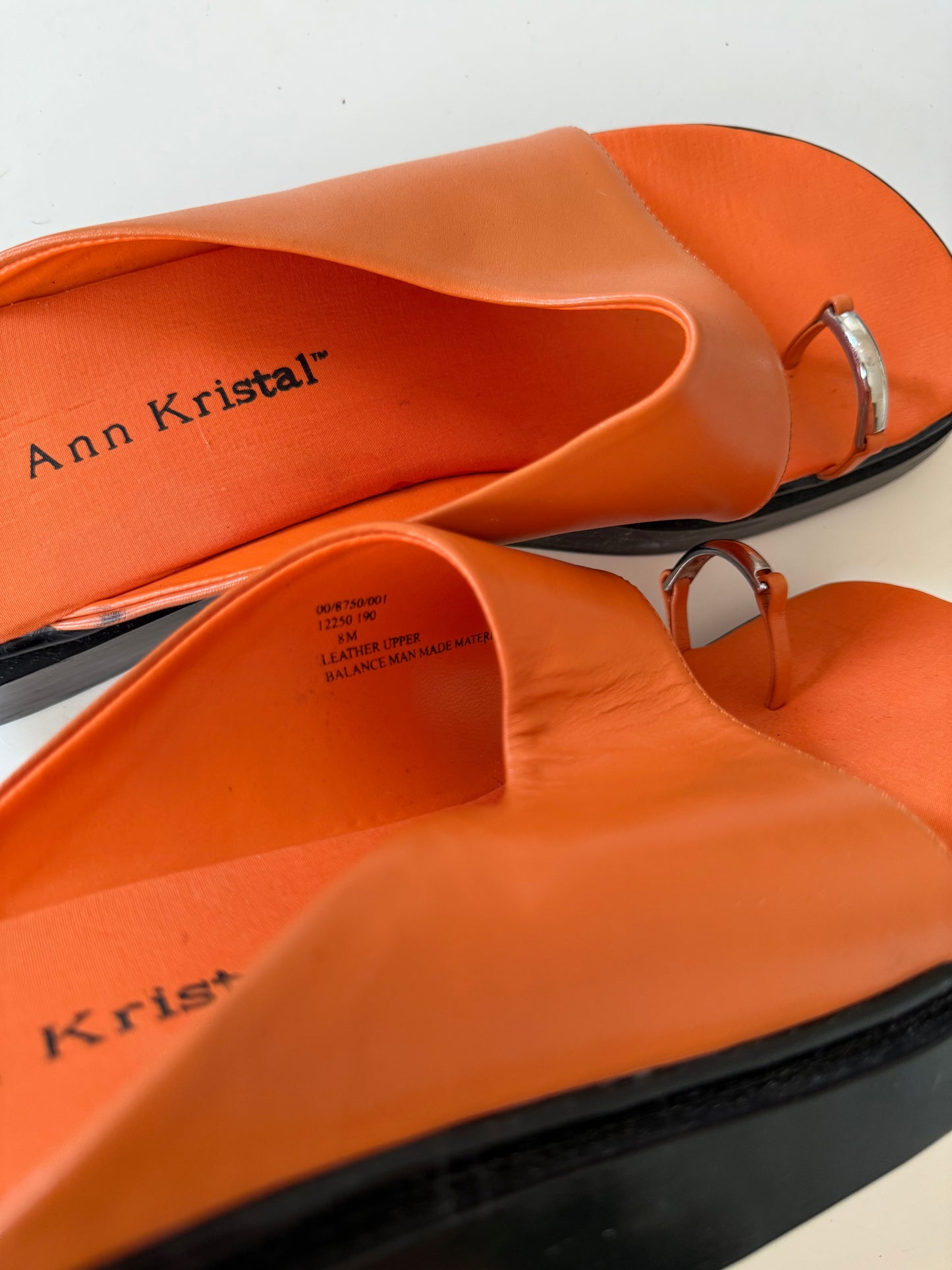 Orange Leather Pierced Sandal