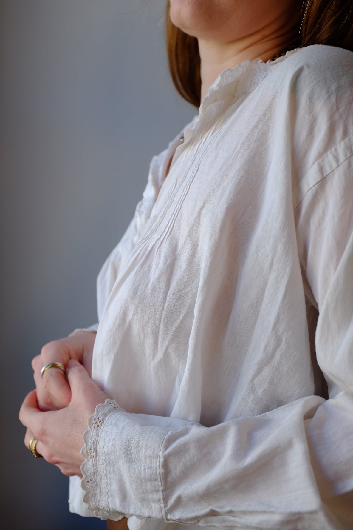 1900s White Cotton Victorian Blouse