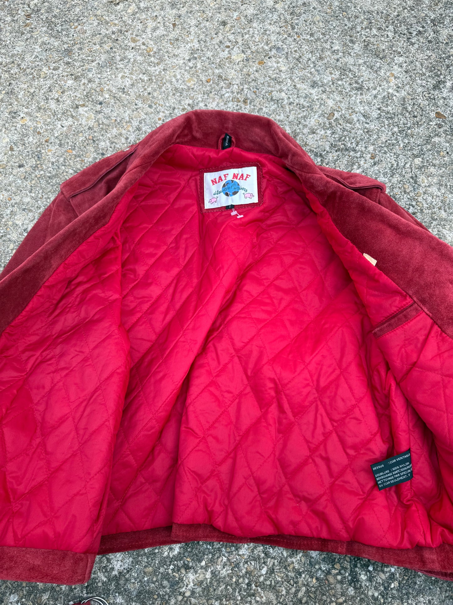 Vintage Red Suede Moto Jacket