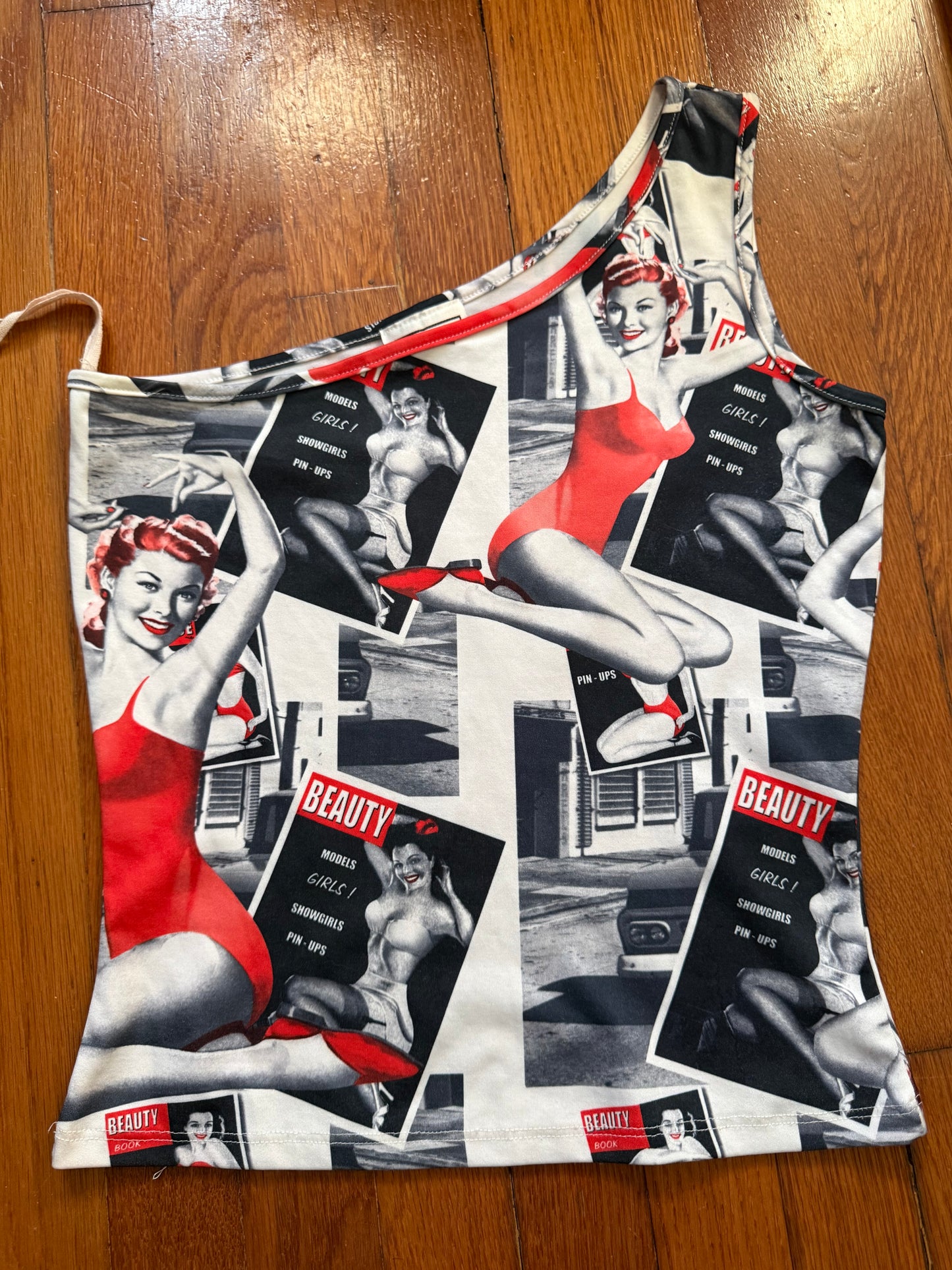 1990s Pin Up Girl Off The Shoulder Top