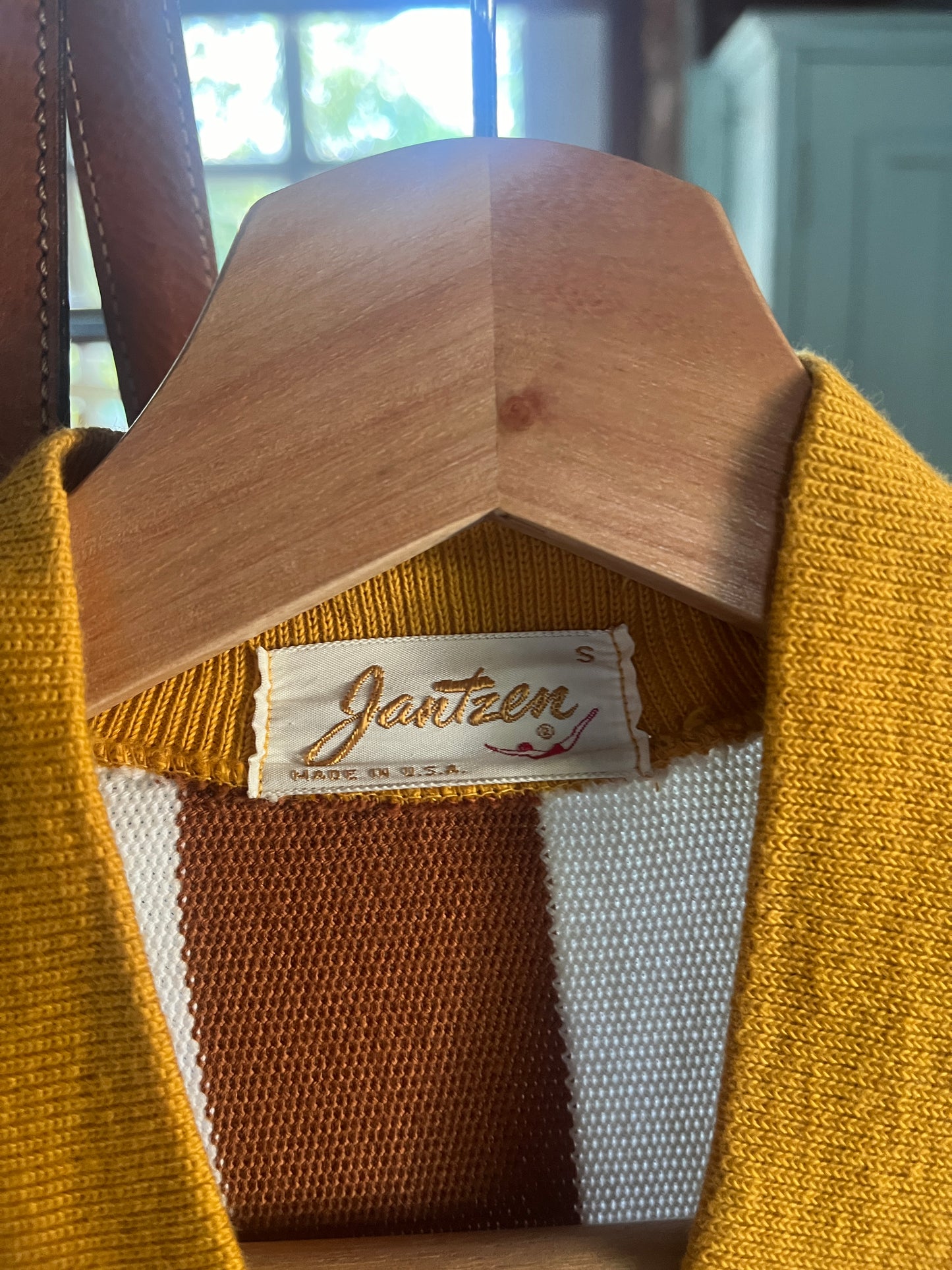1950s Orange and Brown Striped Jantzen Button Up Sweater