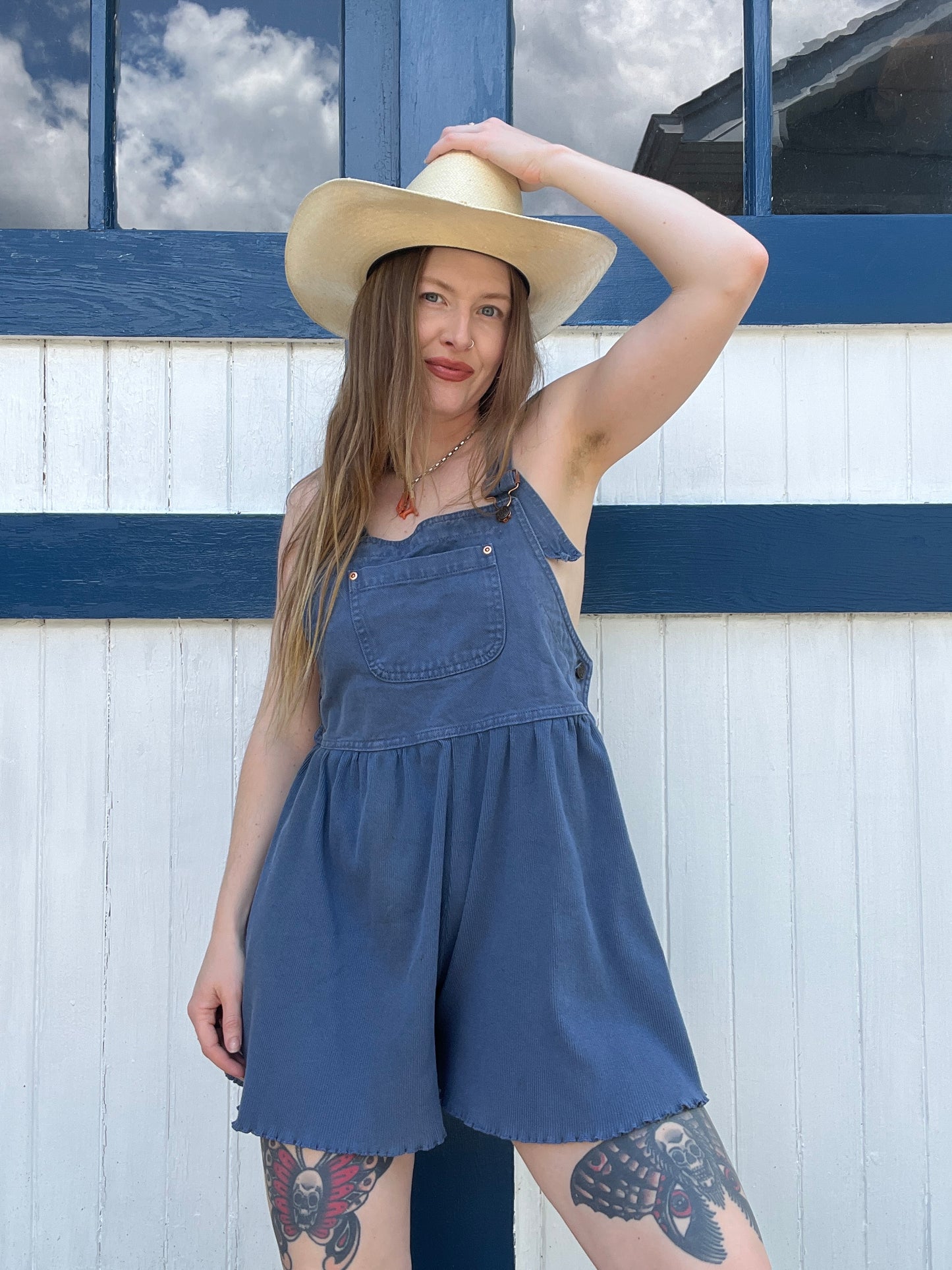 Vintage 1990s Denim and Cotton Overall Romper