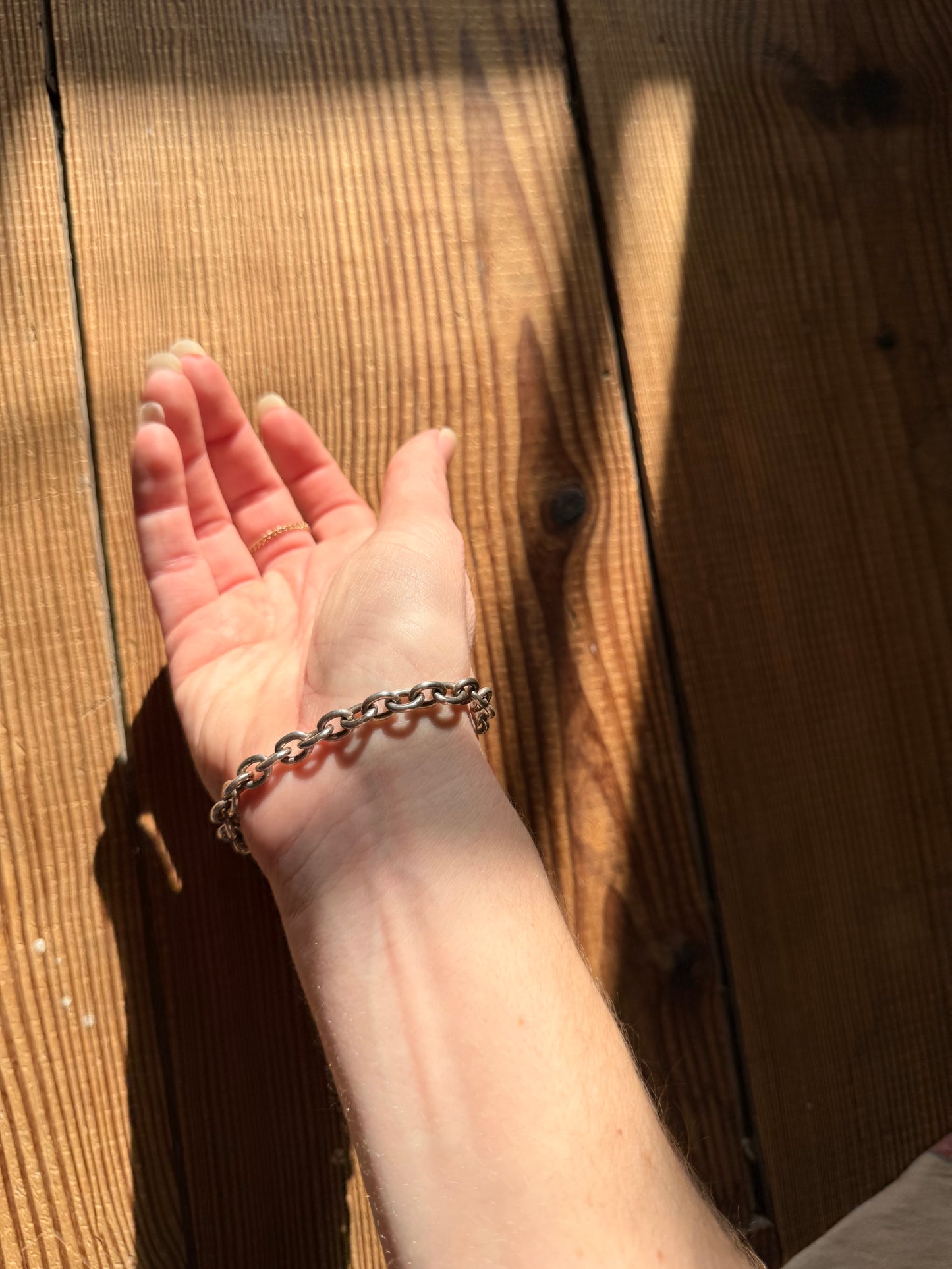 Silver Soldered Link Bracelet with Charm