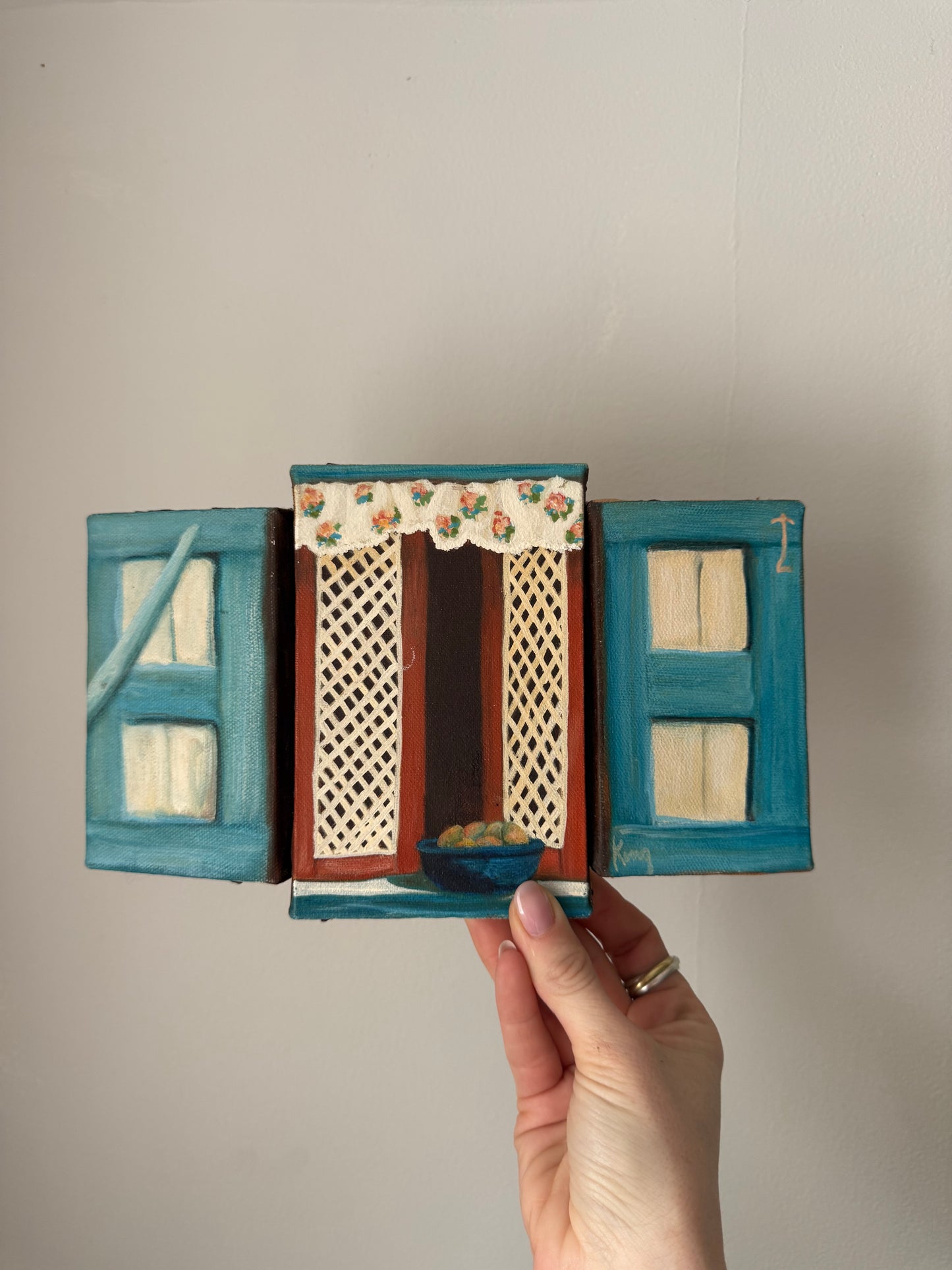 Vintage 3 Painting Window Scene