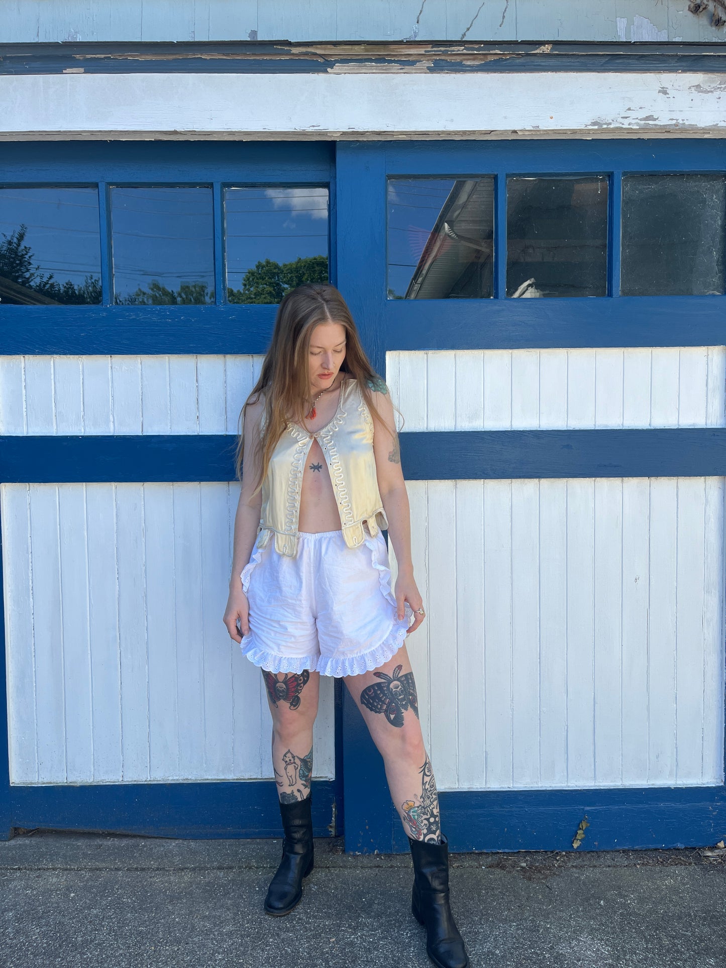 1920s Silk Scalloped Edge Tank Top