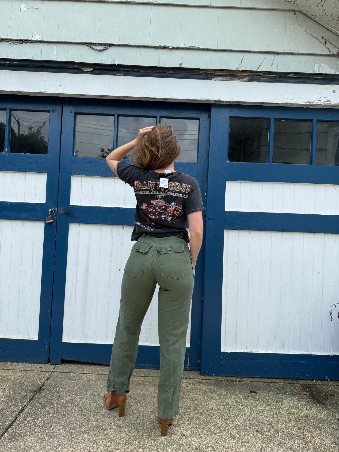 1970s OG-107 Green Military Trousers 24”-26”
