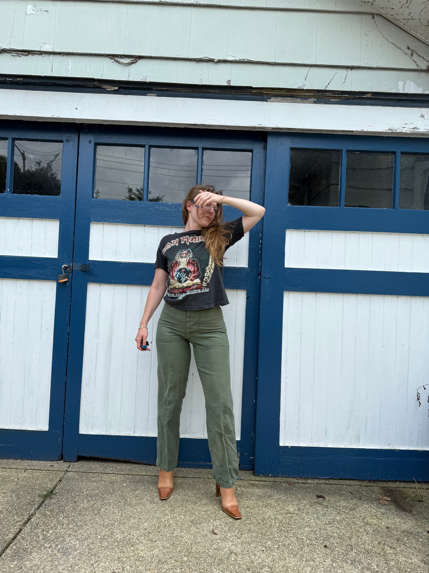 1970s OG-107 Green Military Trousers 24”-26”
