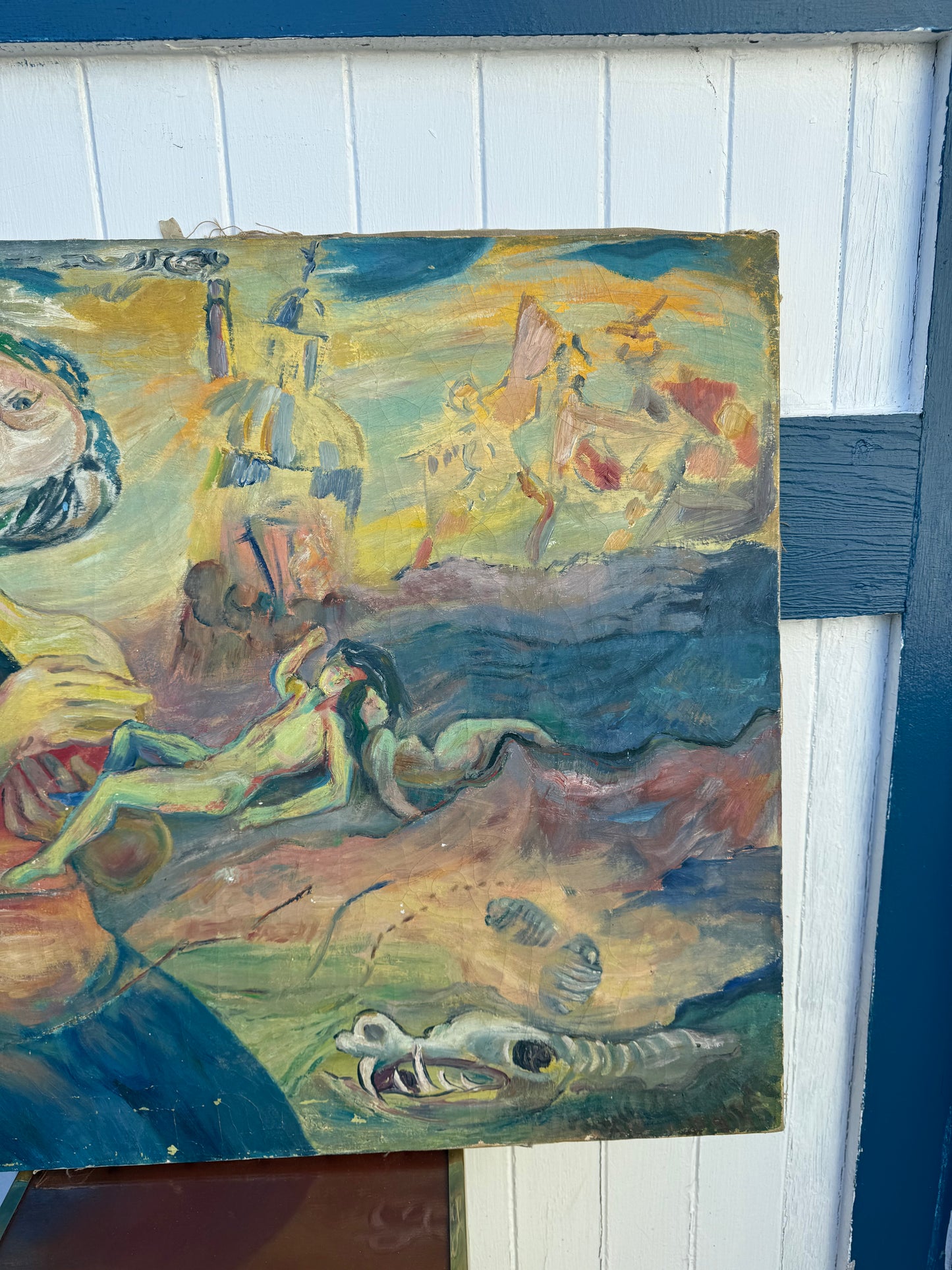 1960s 2 Headed Oil Painting