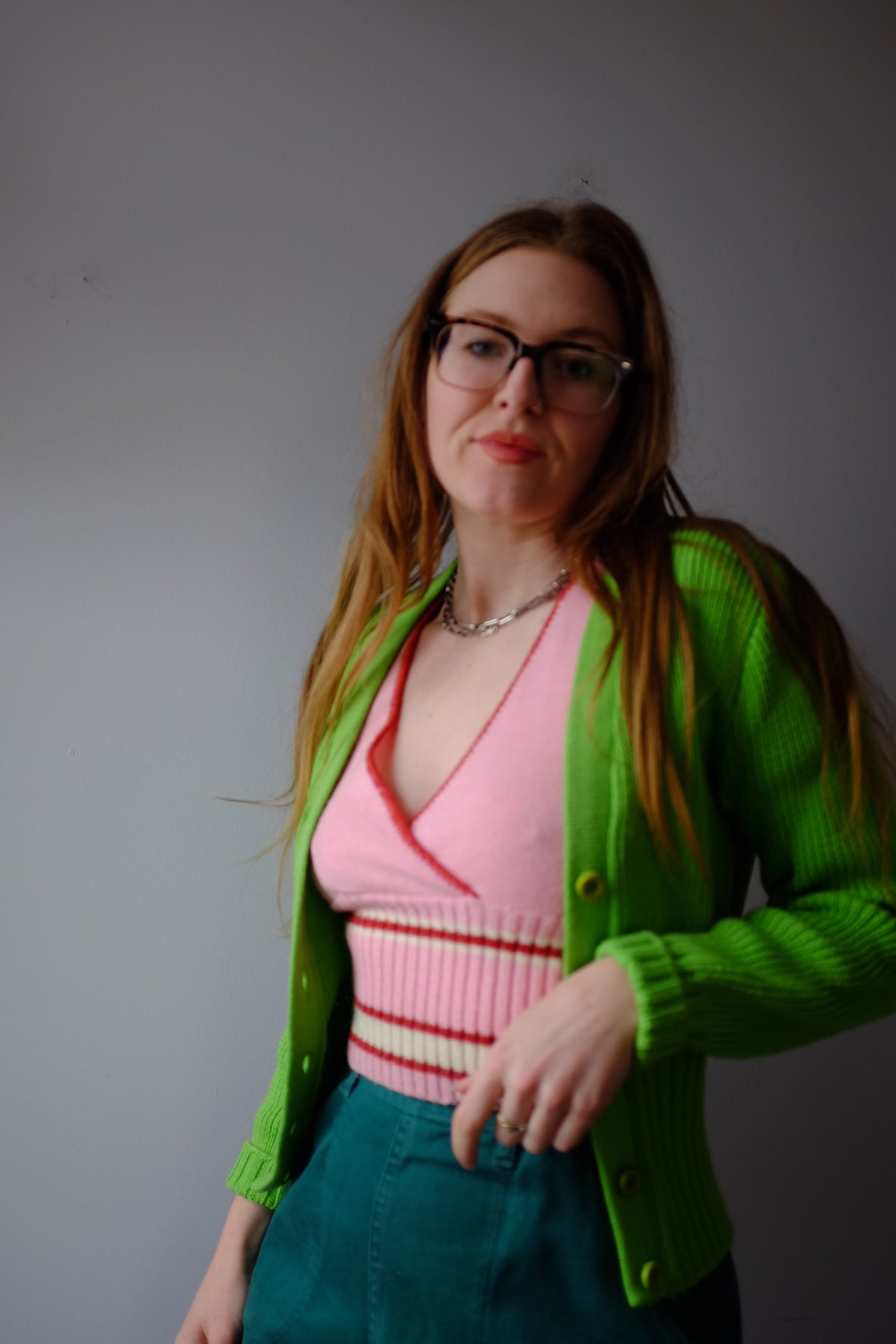 1960’s Lime Green Cropped Cardigan S