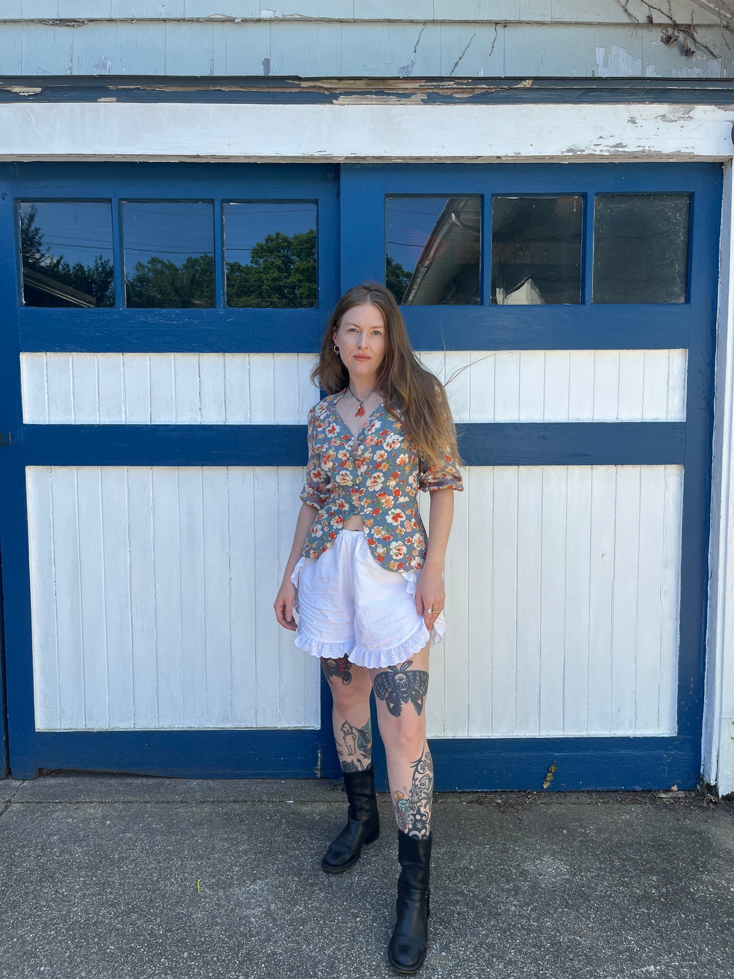 1940s Floral Rayon Peplum Style Blouse