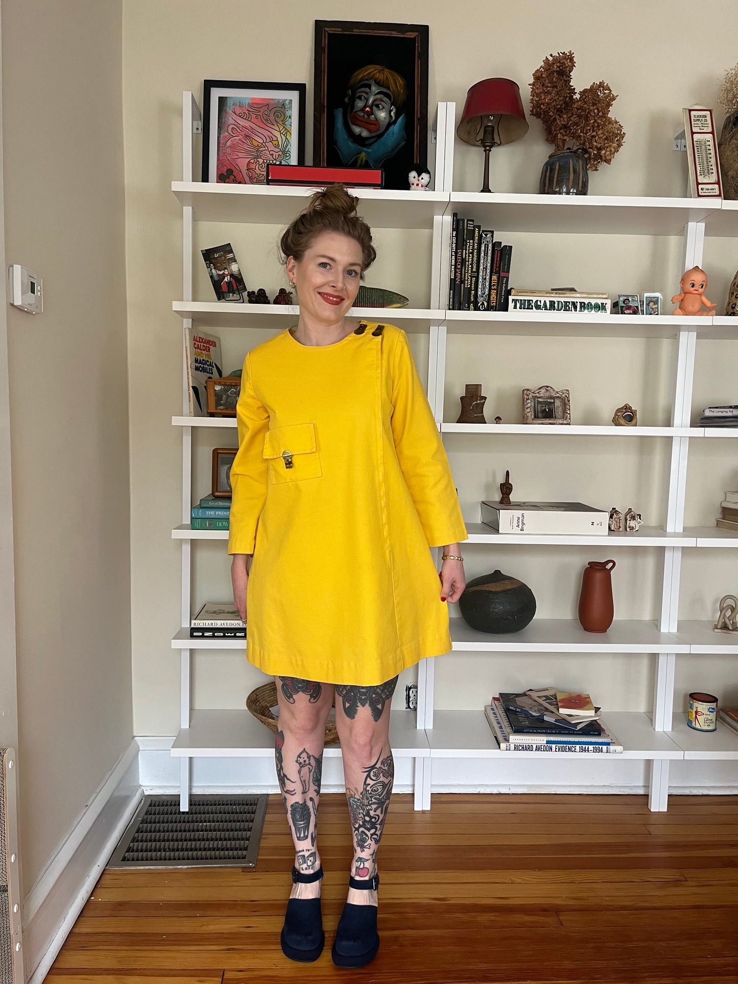 1970s Yellow Turn Lock Dress