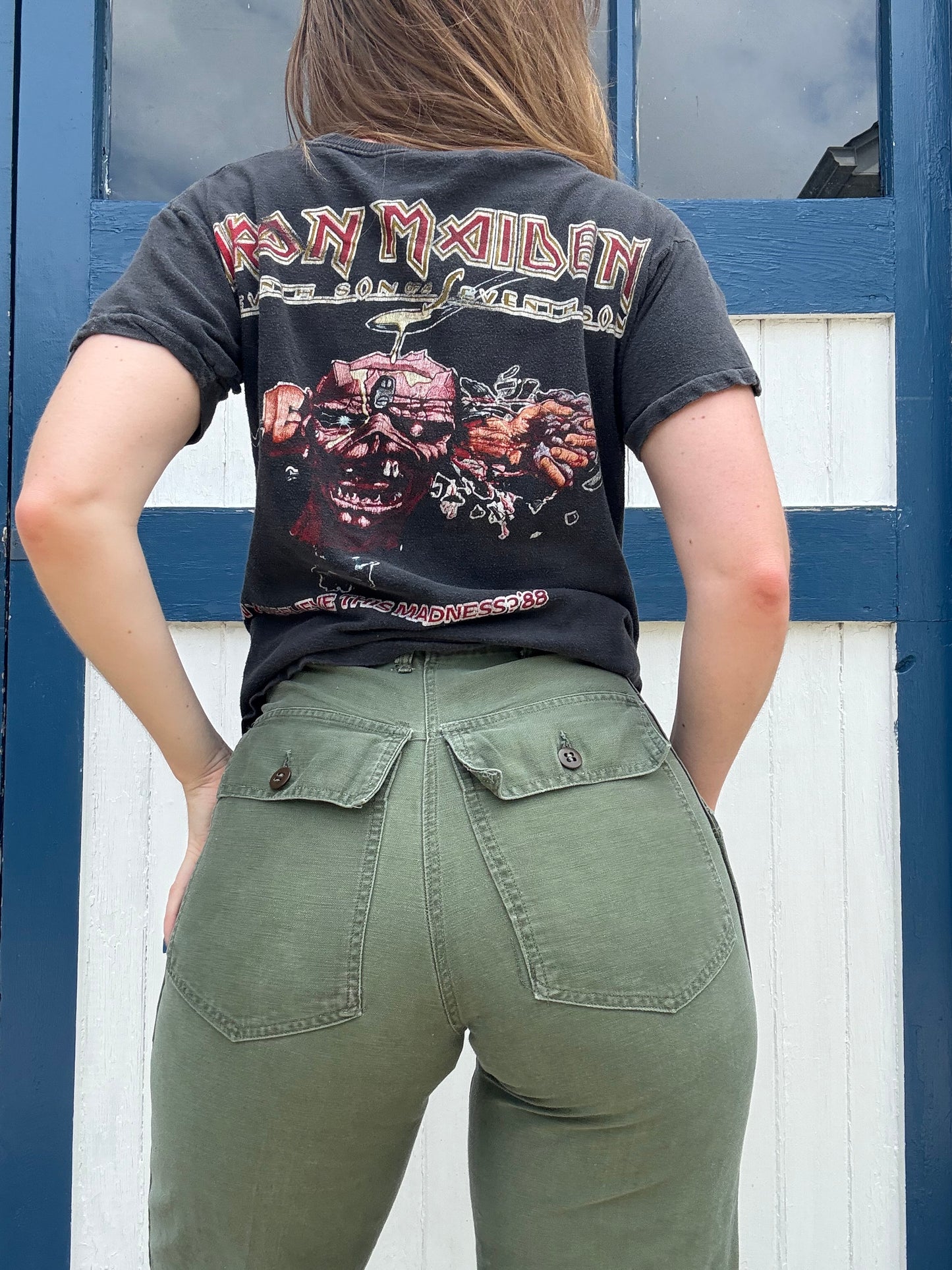 1970s OG-107 Green Military Trousers 24”-26”