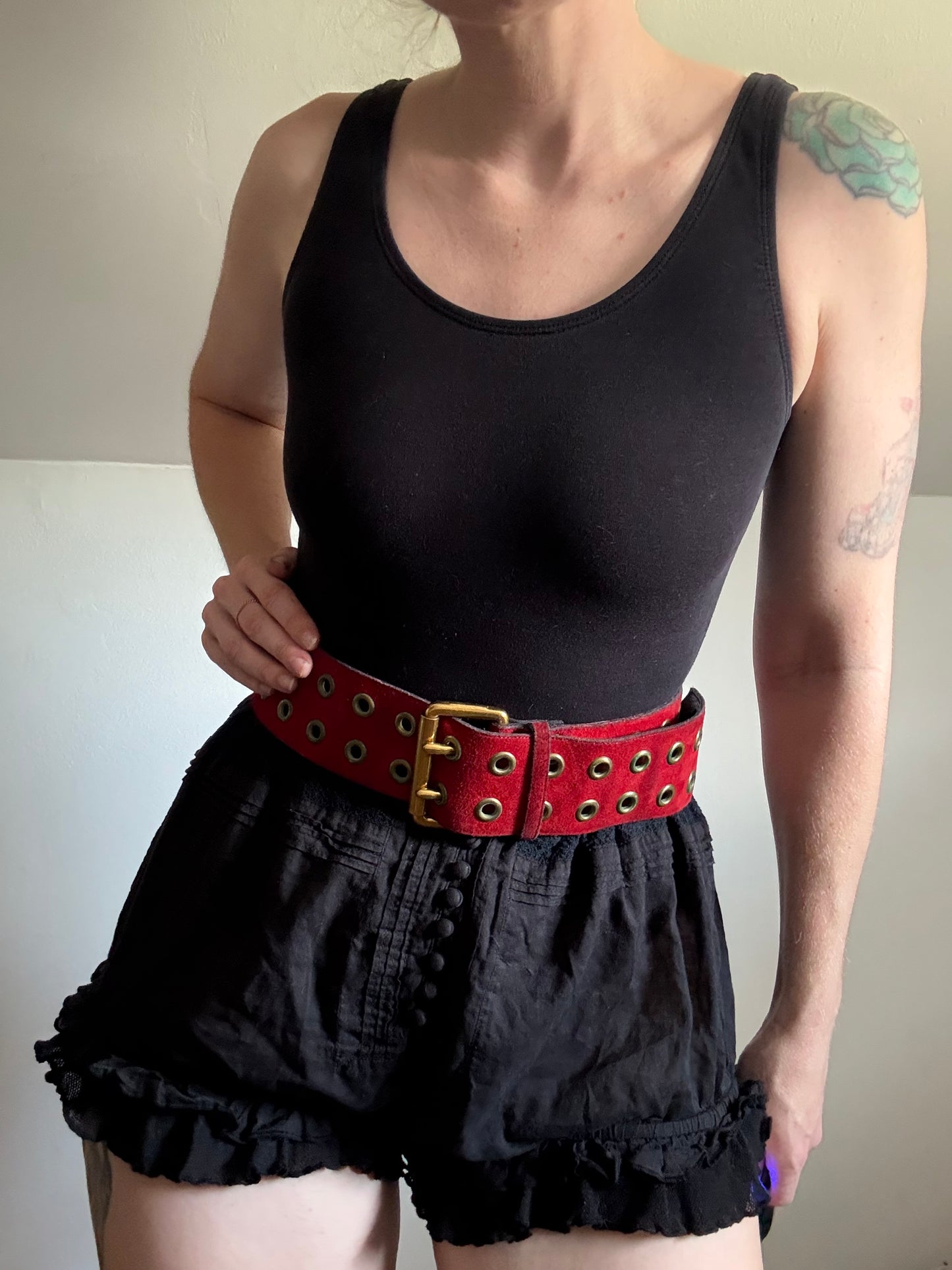Red Suede and Brass Belt