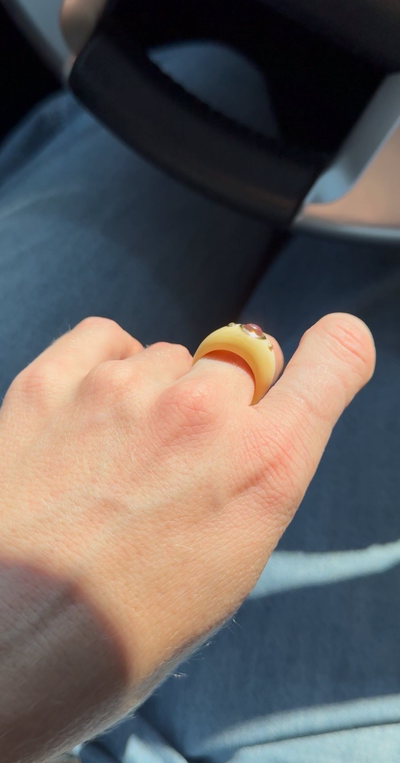 Ivory Ring With Amethyst & 14K Gold Size 6.5