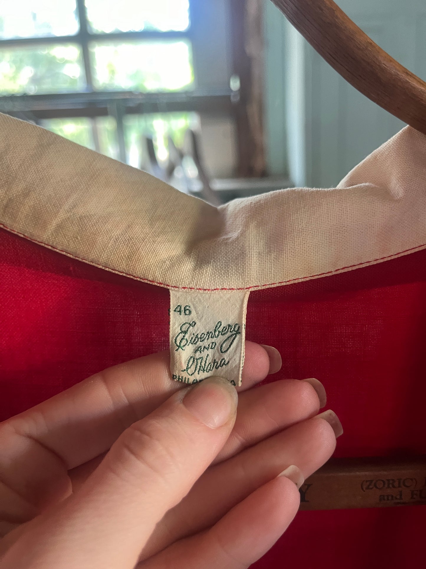 Vintage 1940s Red Cotton Embroidered Gym Romper with Shorts XL