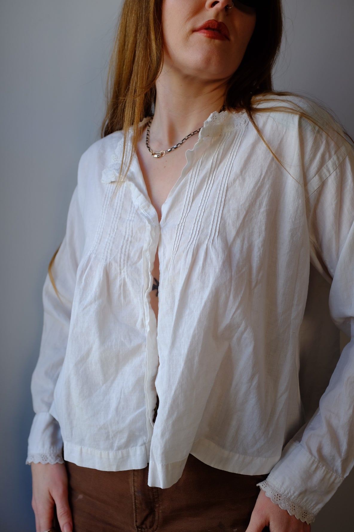1900s White Cotton Victorian Blouse