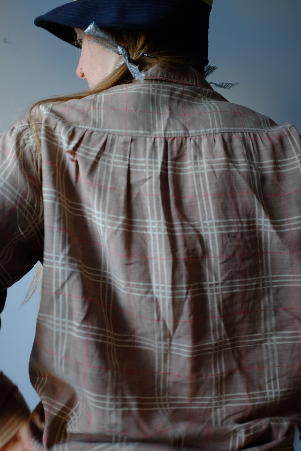 1930s Plaid Loop Collar Button Up