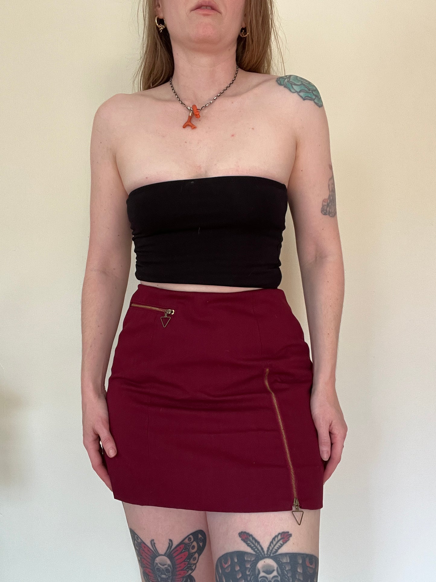 Burgundy 1970s Mini Skort