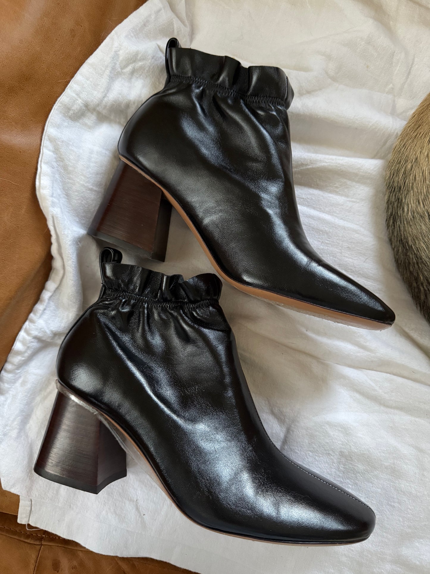 Celine Leather Scrunch Boot with Brown Heal 7.5/8 Size 39