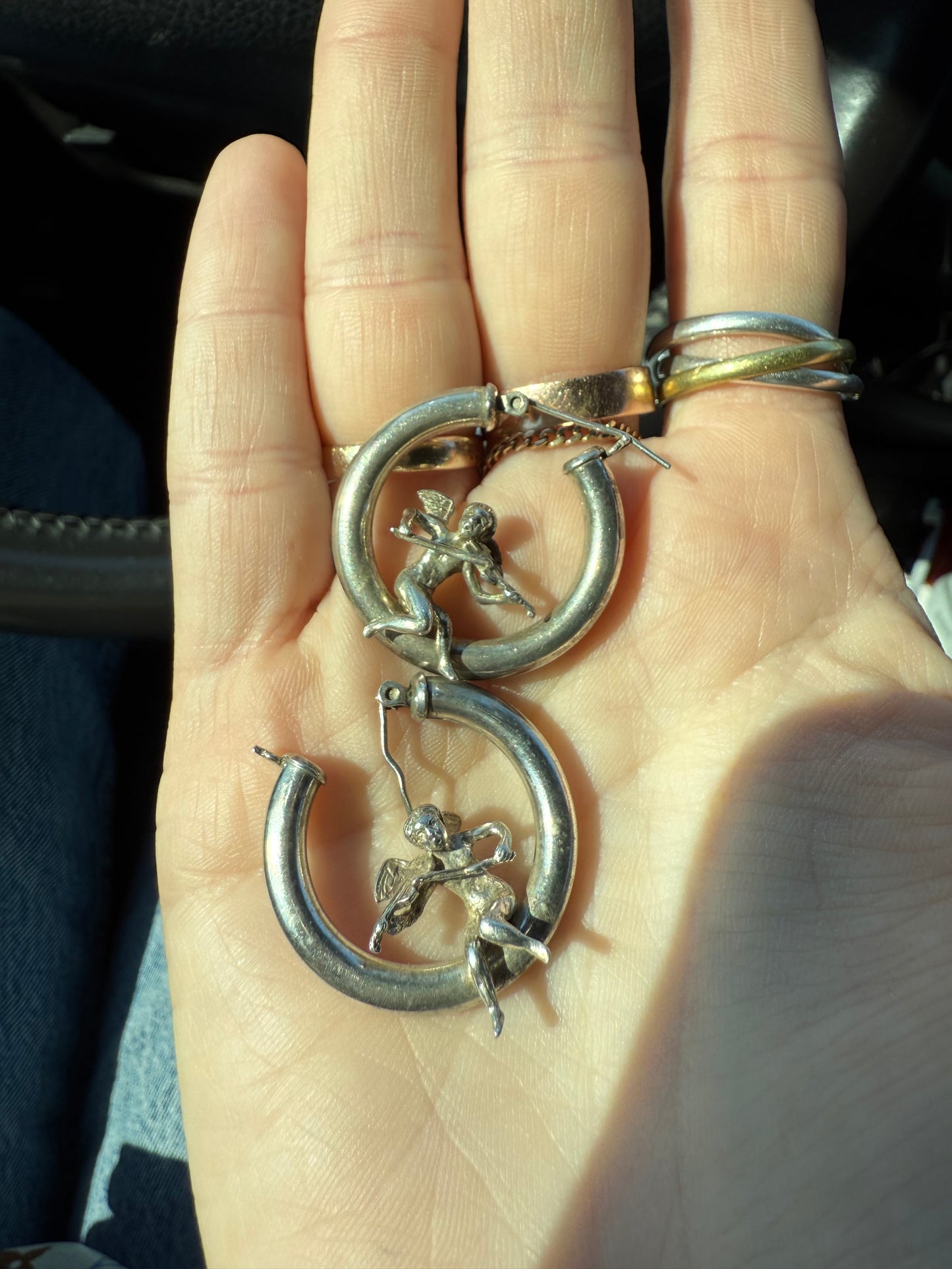 925 Sterling Cherub Hoops