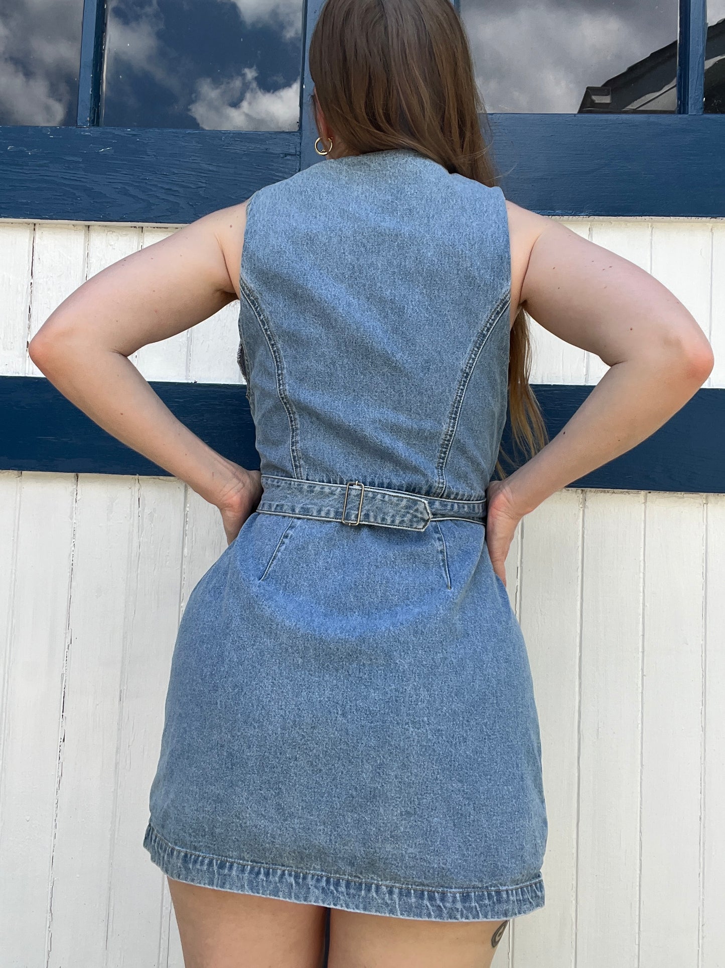 Vintage 1990s Denim Skirt and Vest Combined Set