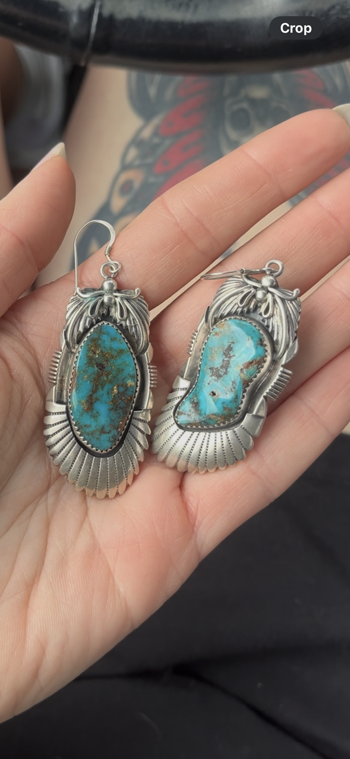 1960s Navajo Turquoise and Sterling Large Earrings