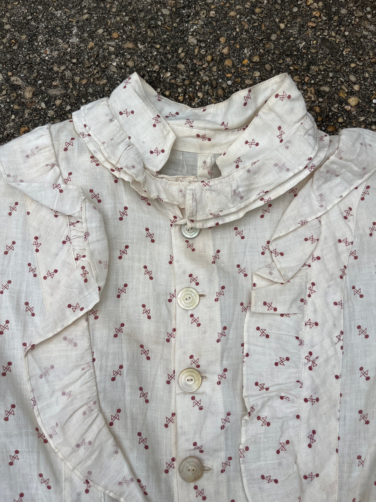 Antique Calico Button Up Top S