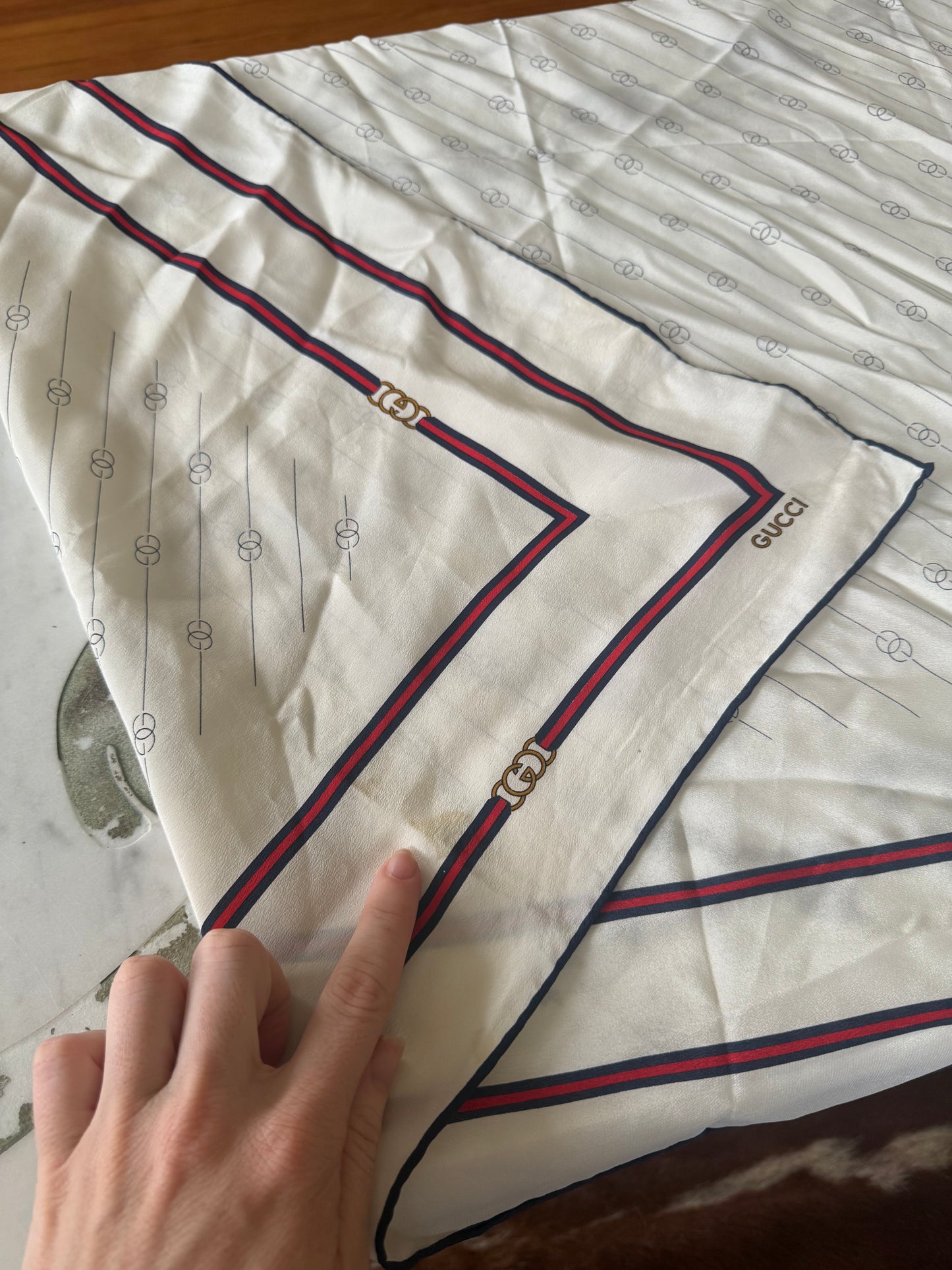 Vintage Gucci Silk Hand Rolled Scarf