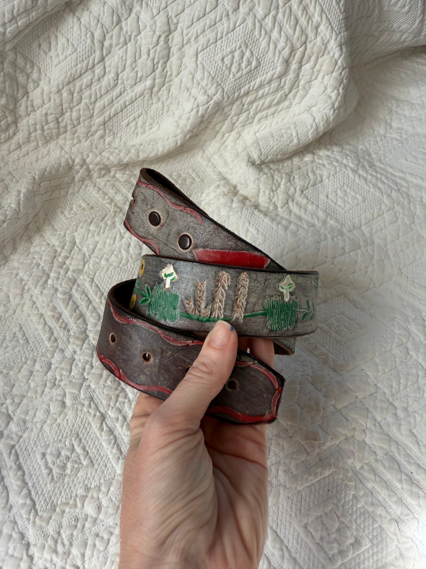 1970s Mushroom Leather Belt