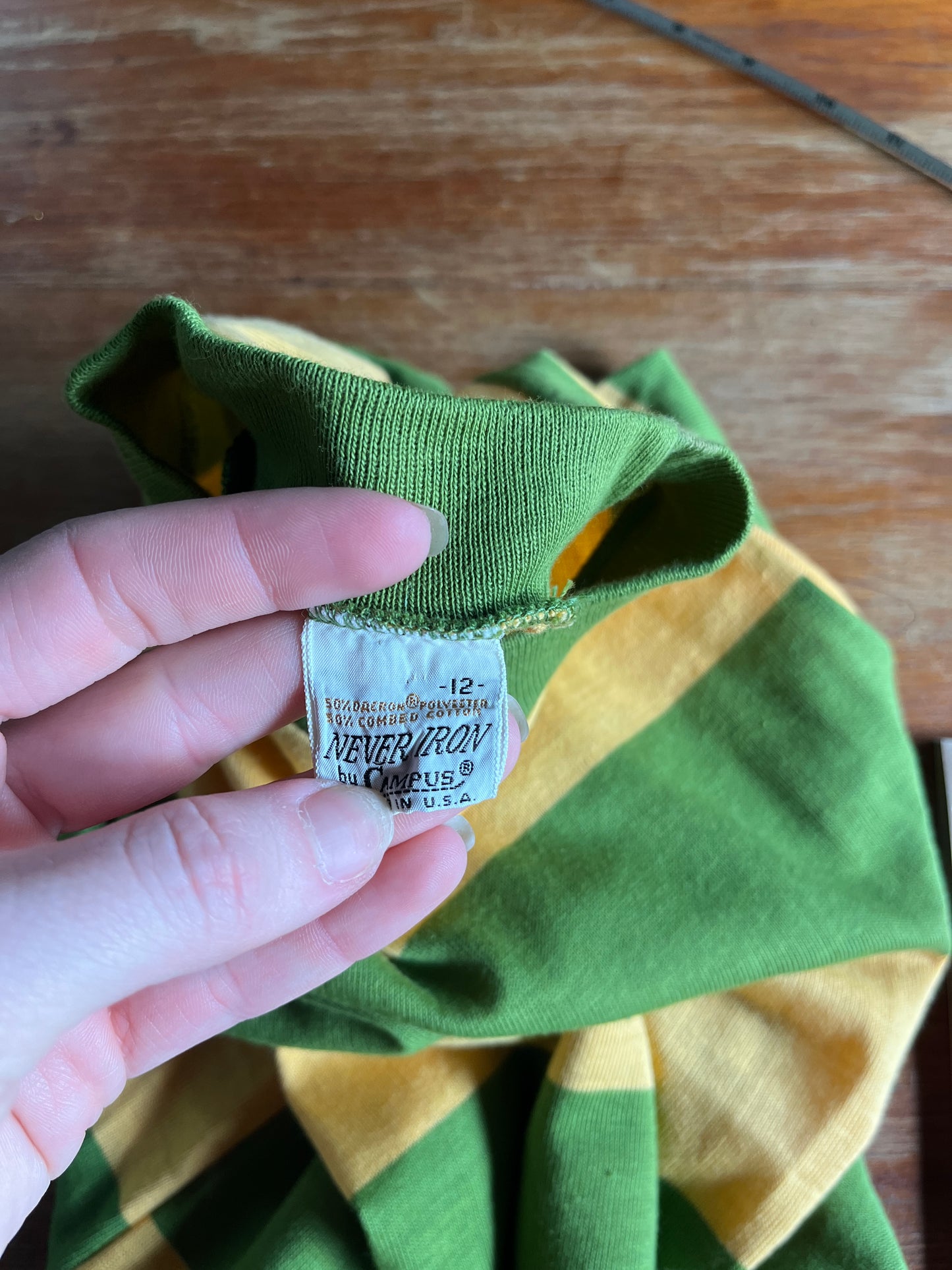 1960s Green Striped Baby Tee