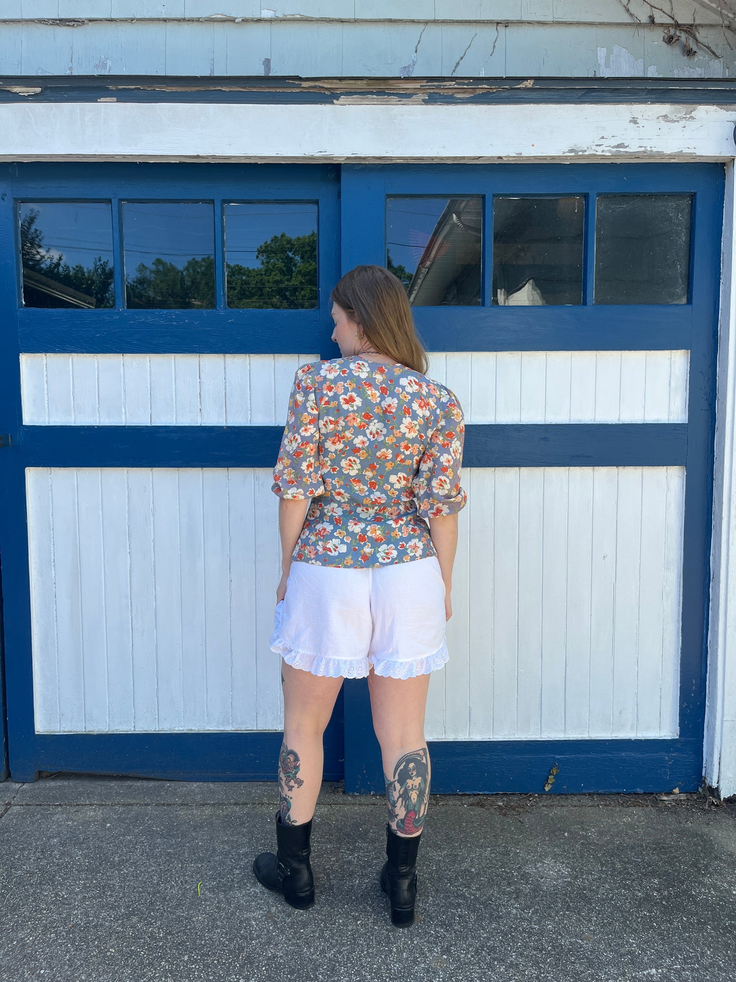 1940s Floral Rayon Peplum Style Blouse