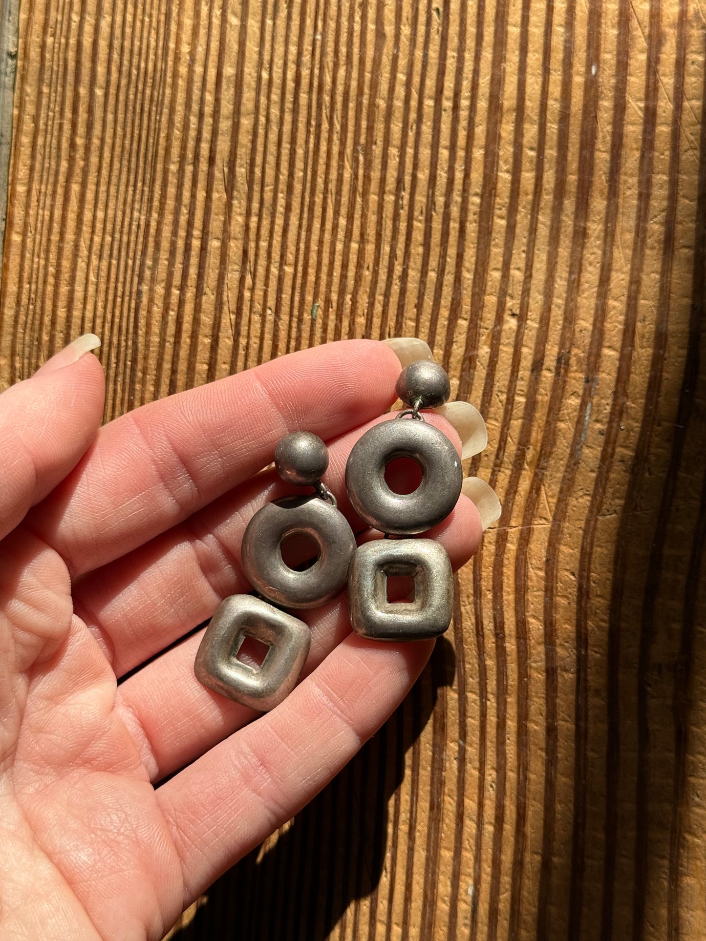 925 Silver 3 Tier Shape Earrings