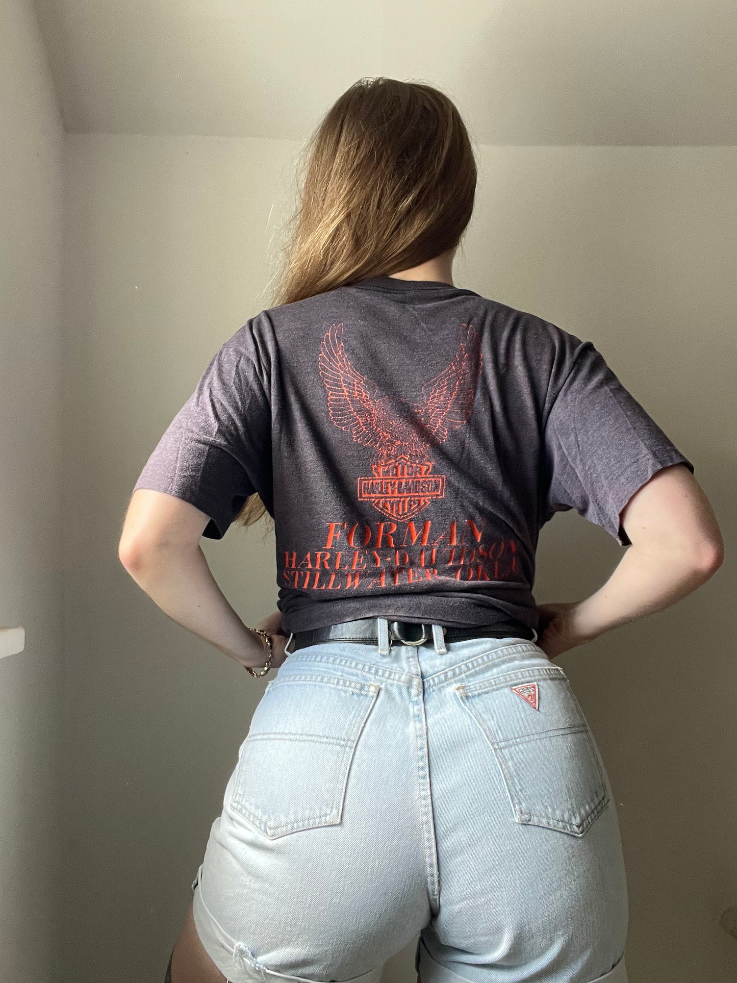 1980s Harley Davidson 1903 Long Runner Eagle Tee L