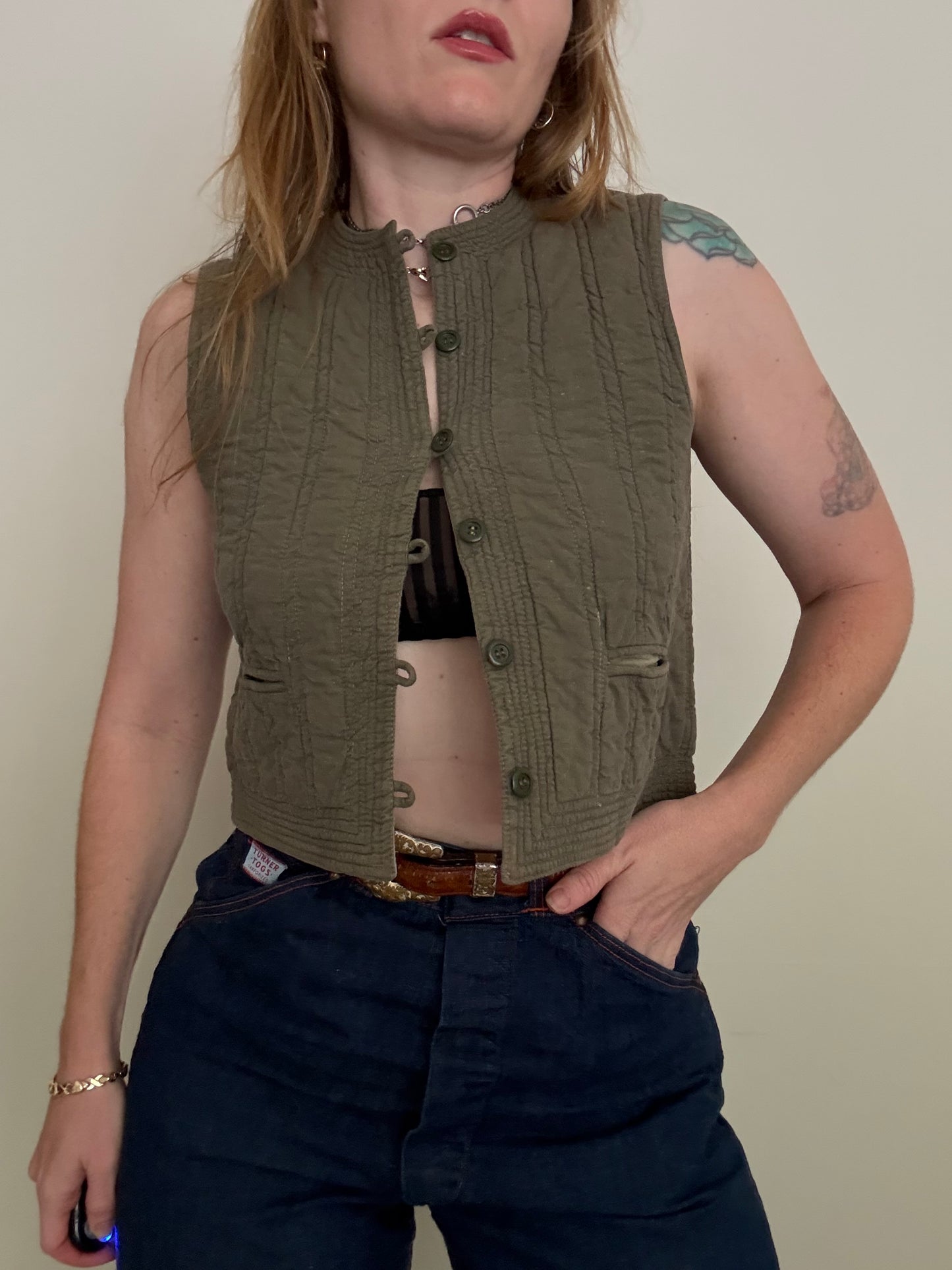 1990s Cotton Quilted Vest